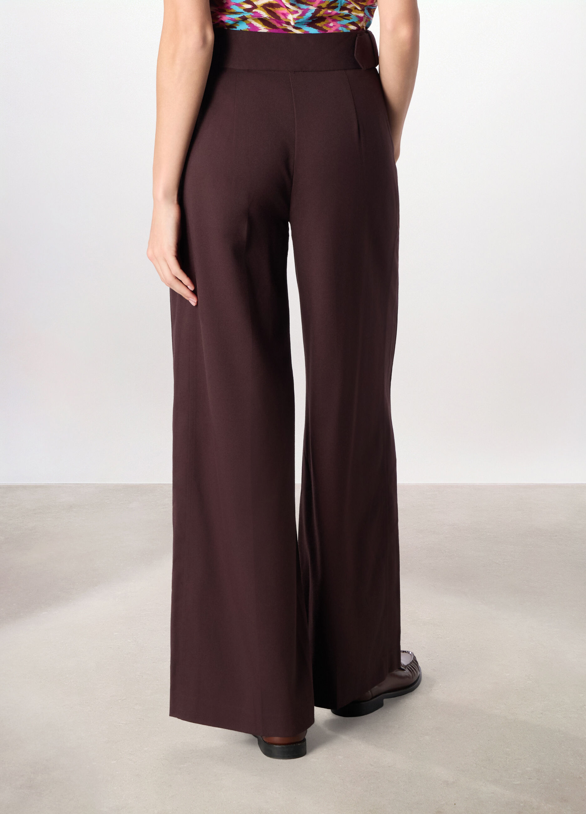 Pantaloni palazzo in twill misto viscosa donna_1