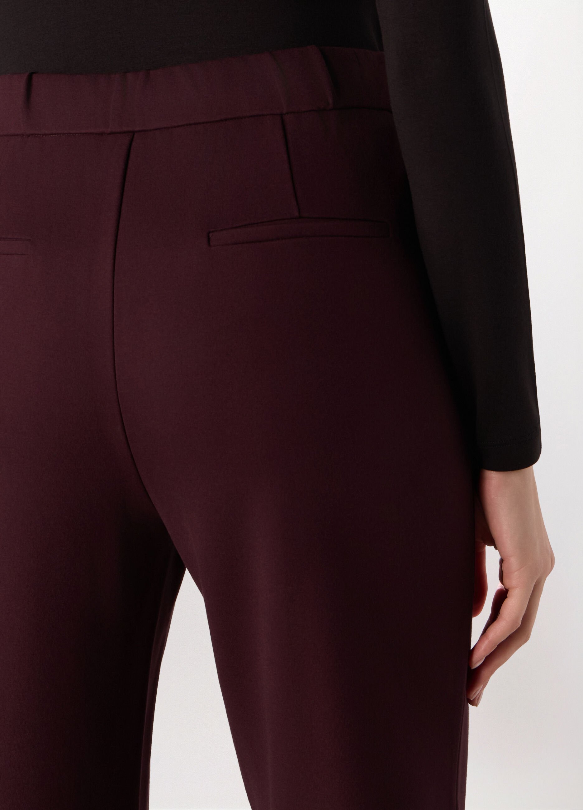 Pantaloni in punto Milano di misto viscosa stretch donna_2