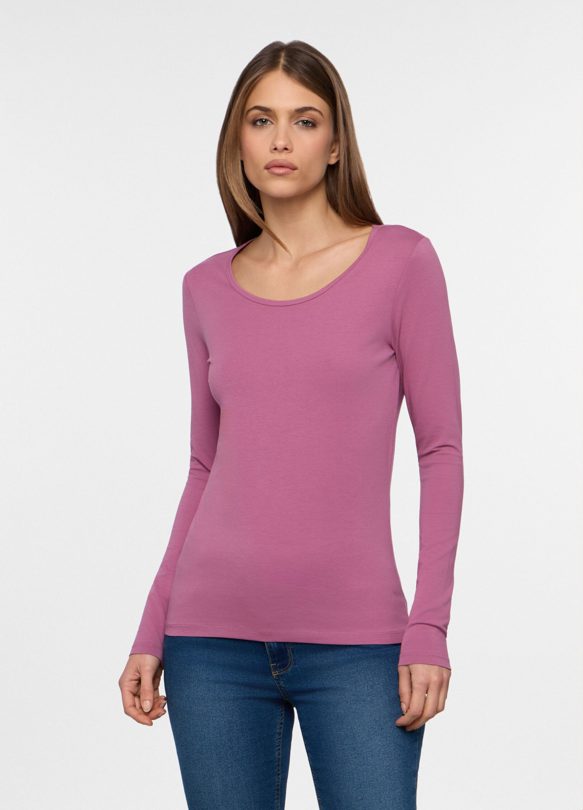 T-shirt girocollo stretch donna_0