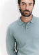 Polo a maniche lunghe in maglia di lambswool uomo_4