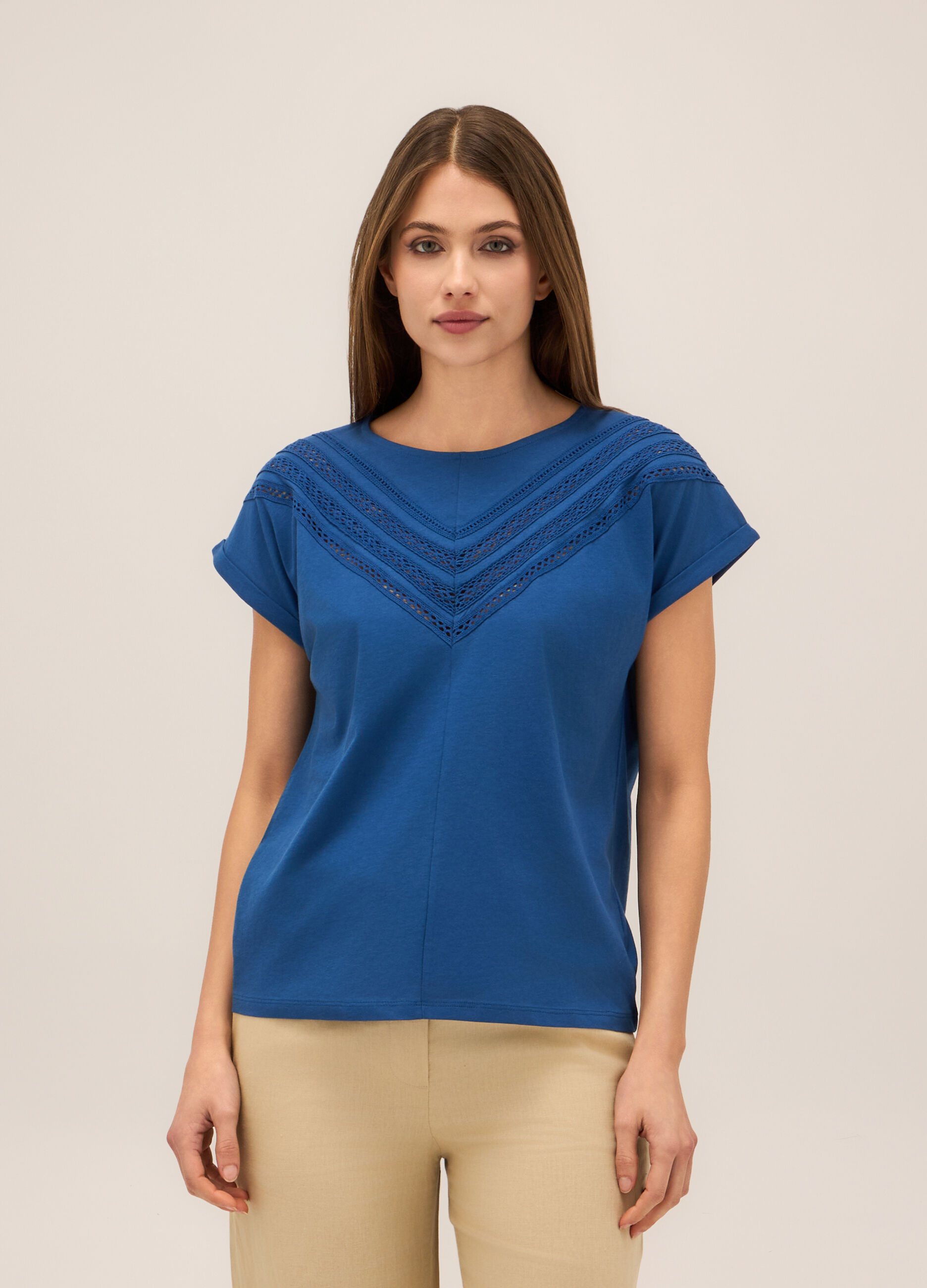 T-shirt in jersey di puro cotone donna_0