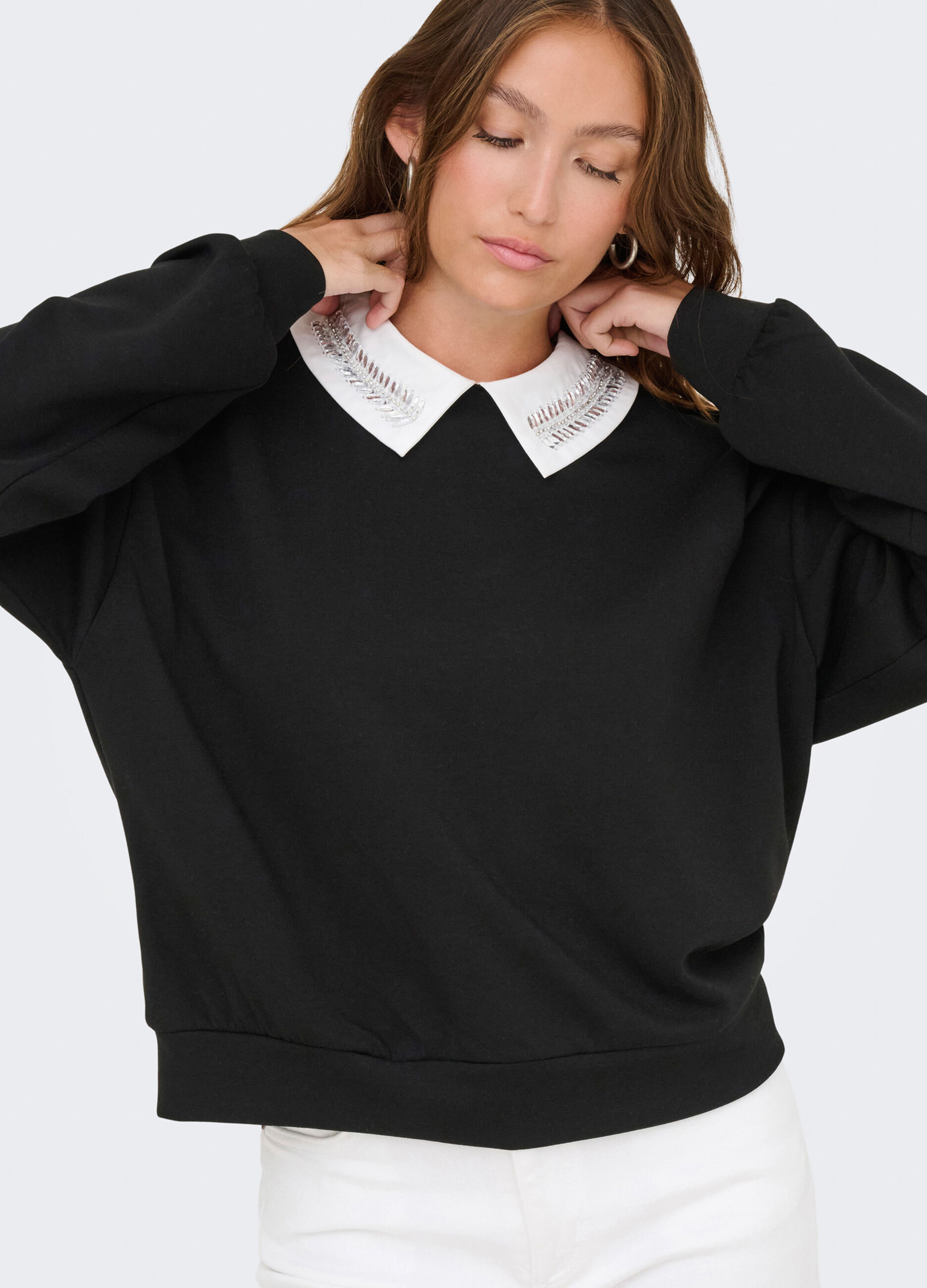 Felpa con inserto camicia donna_6