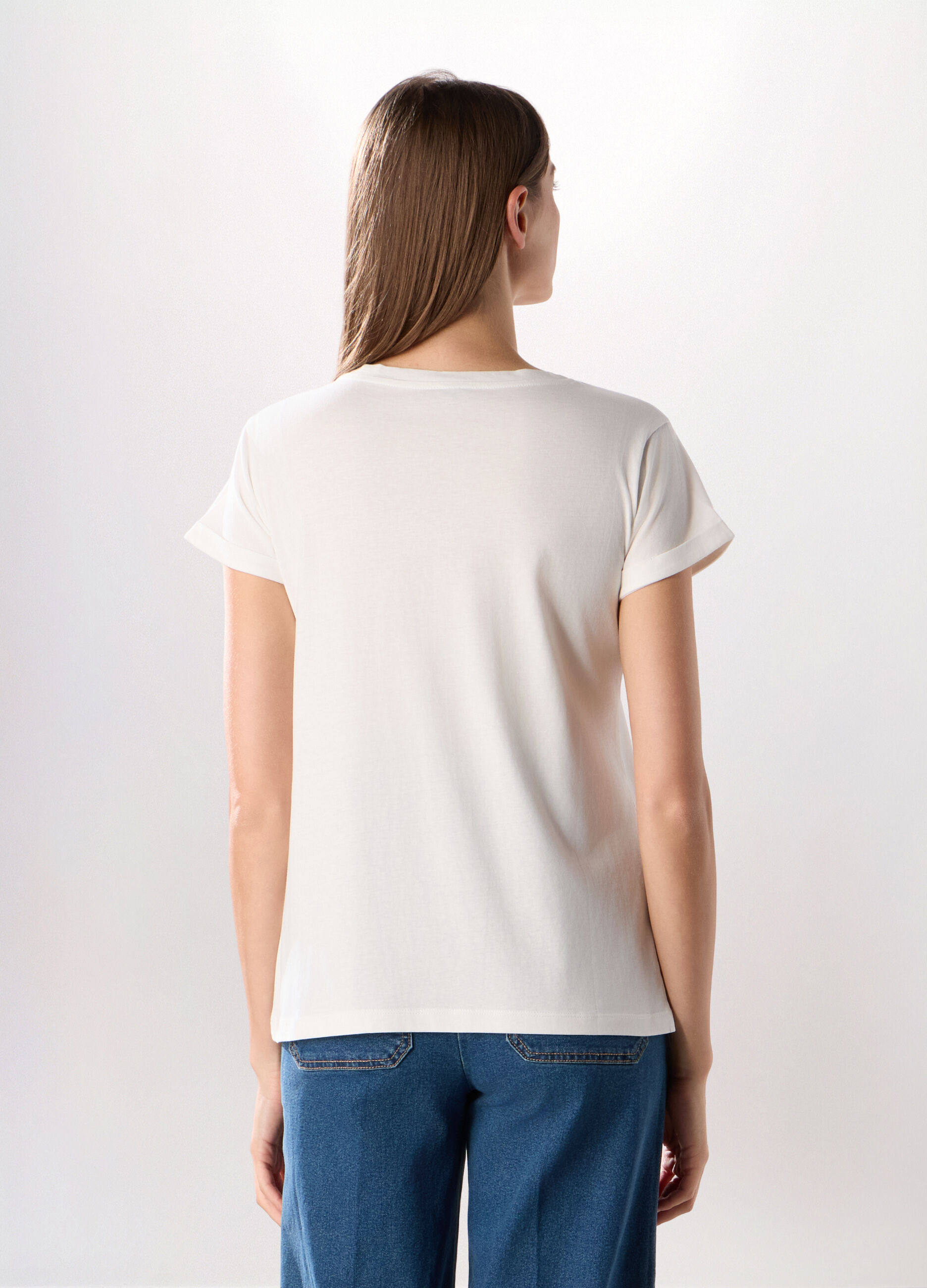 T-shirt in puro cotone con stampa donna_1