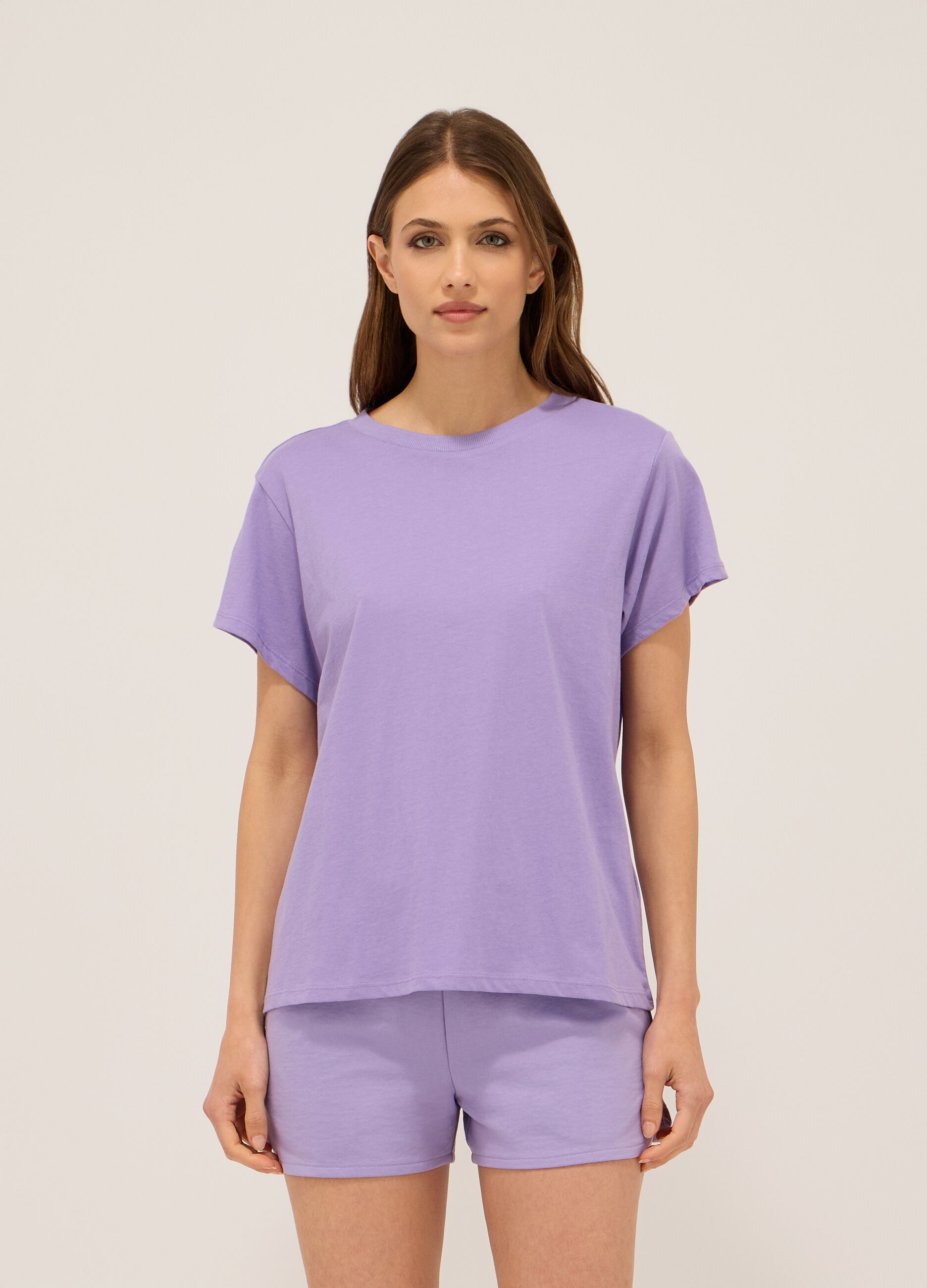 T-shirt in jersey di puro cotone donna_0