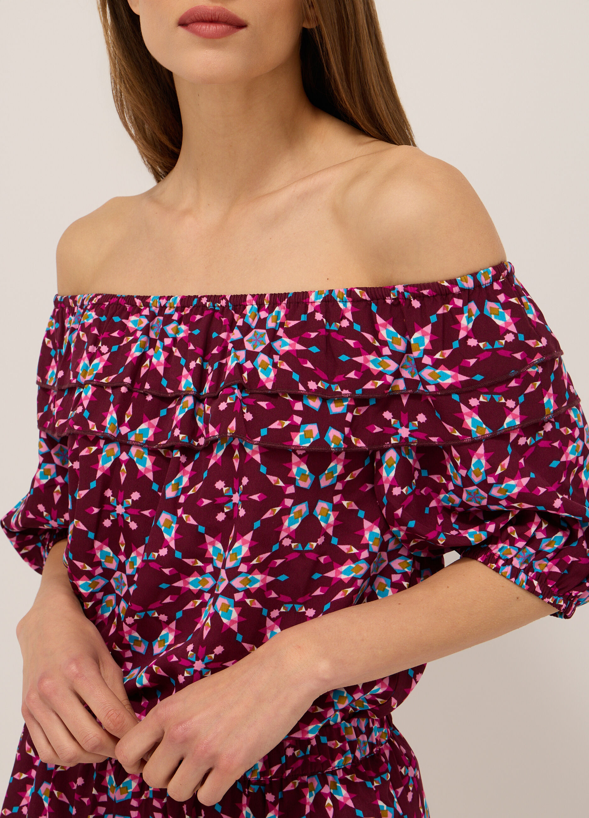 Blusa crepe con stampa donna_2