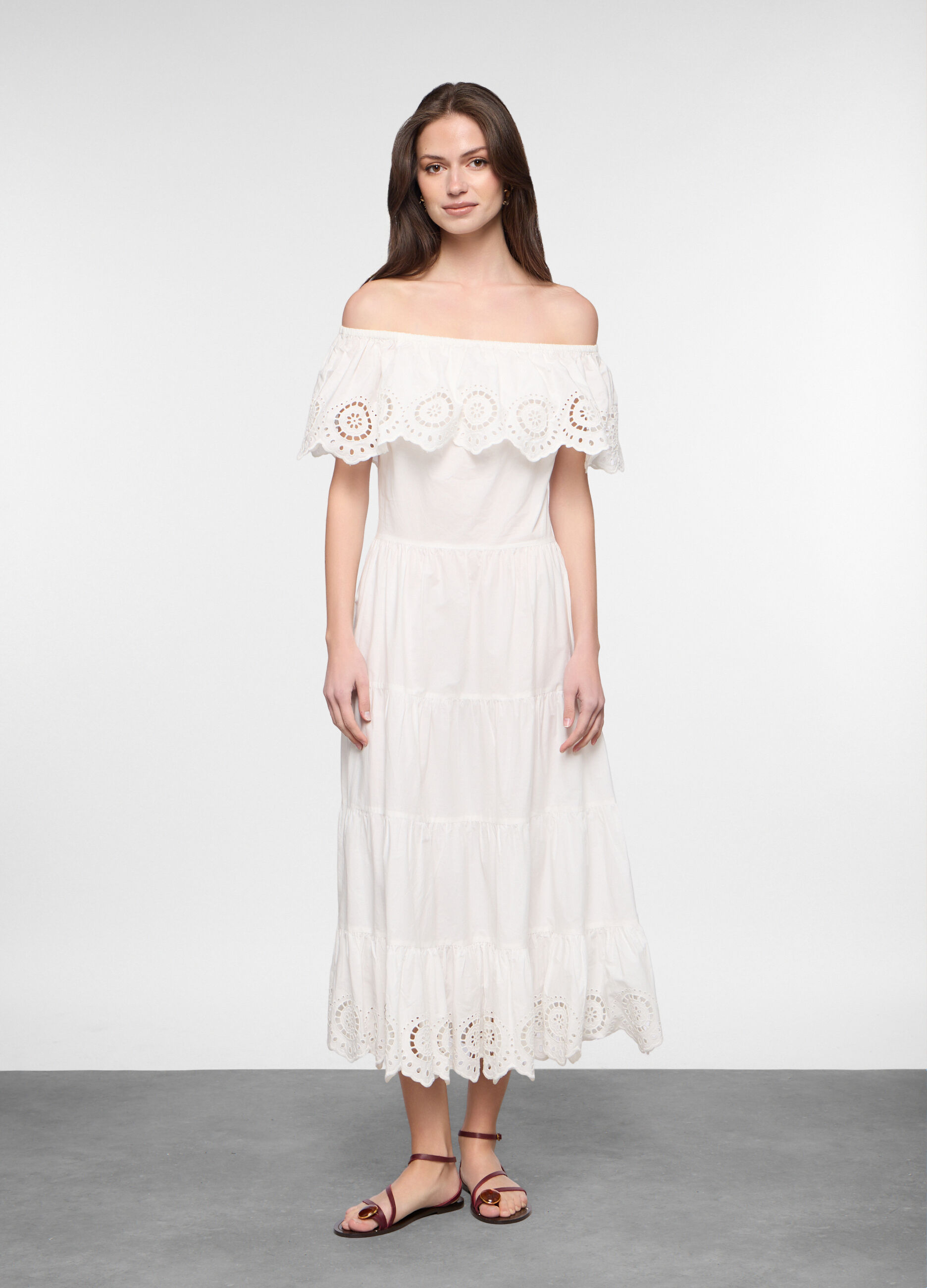 Abito lungo fit regular in puro cotone donna_0