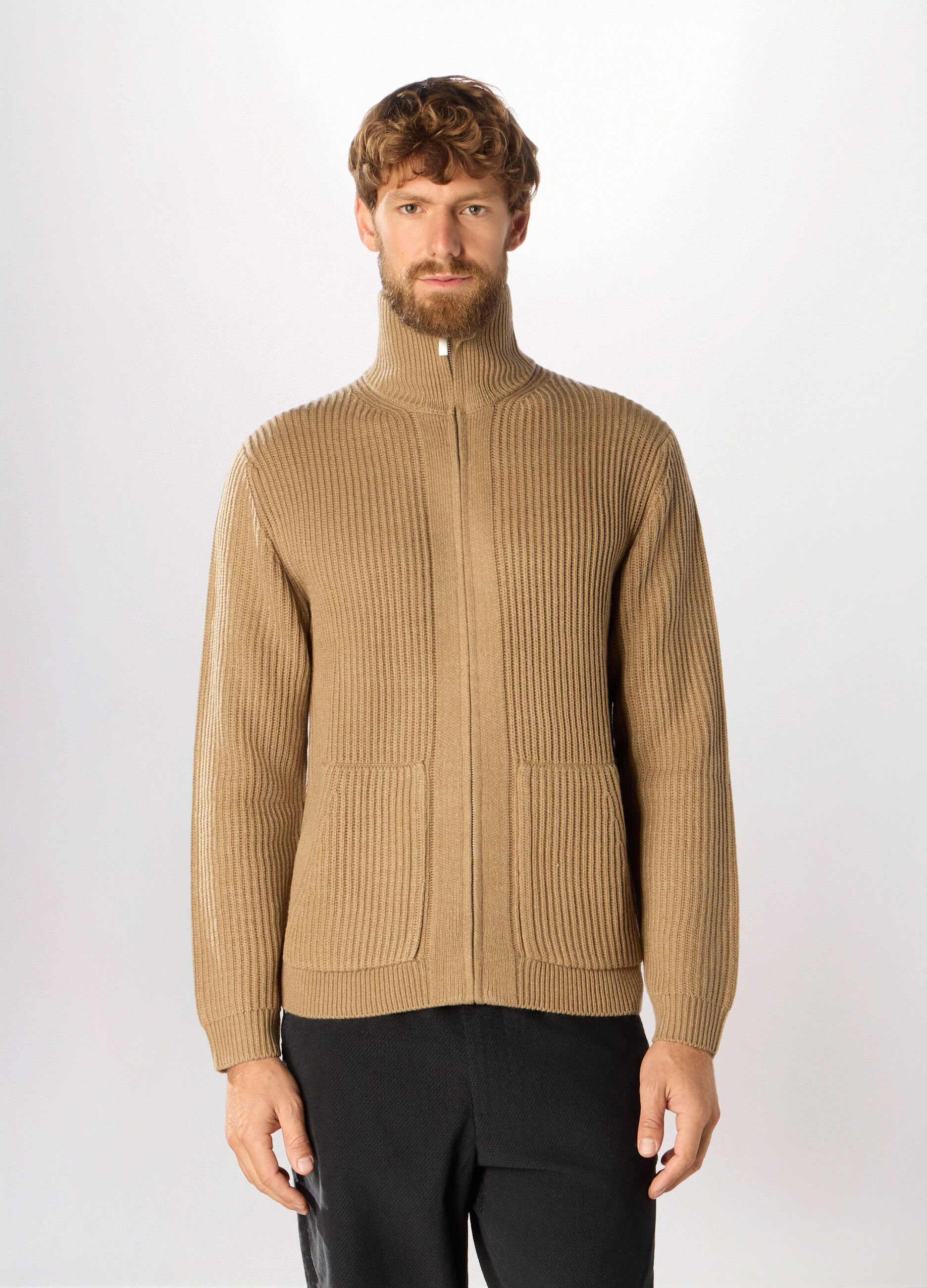 Cardigan a costa inglese con zip uomo_0