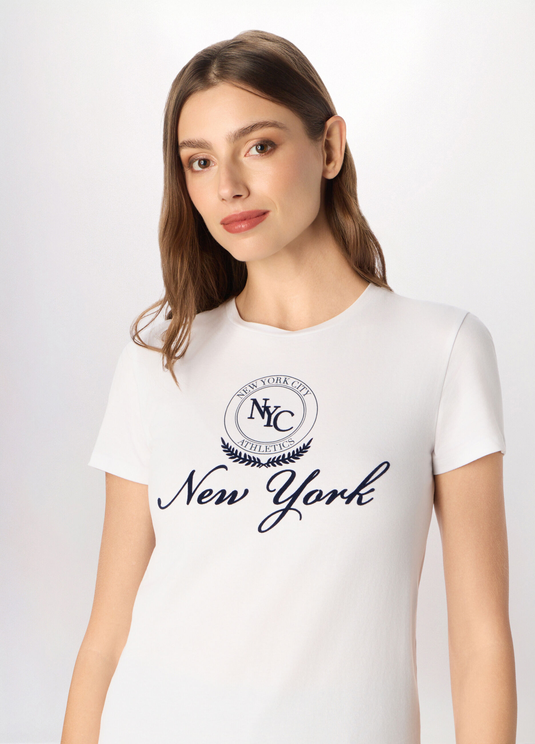 T-shirt in jersey di cotone stretch donna_2