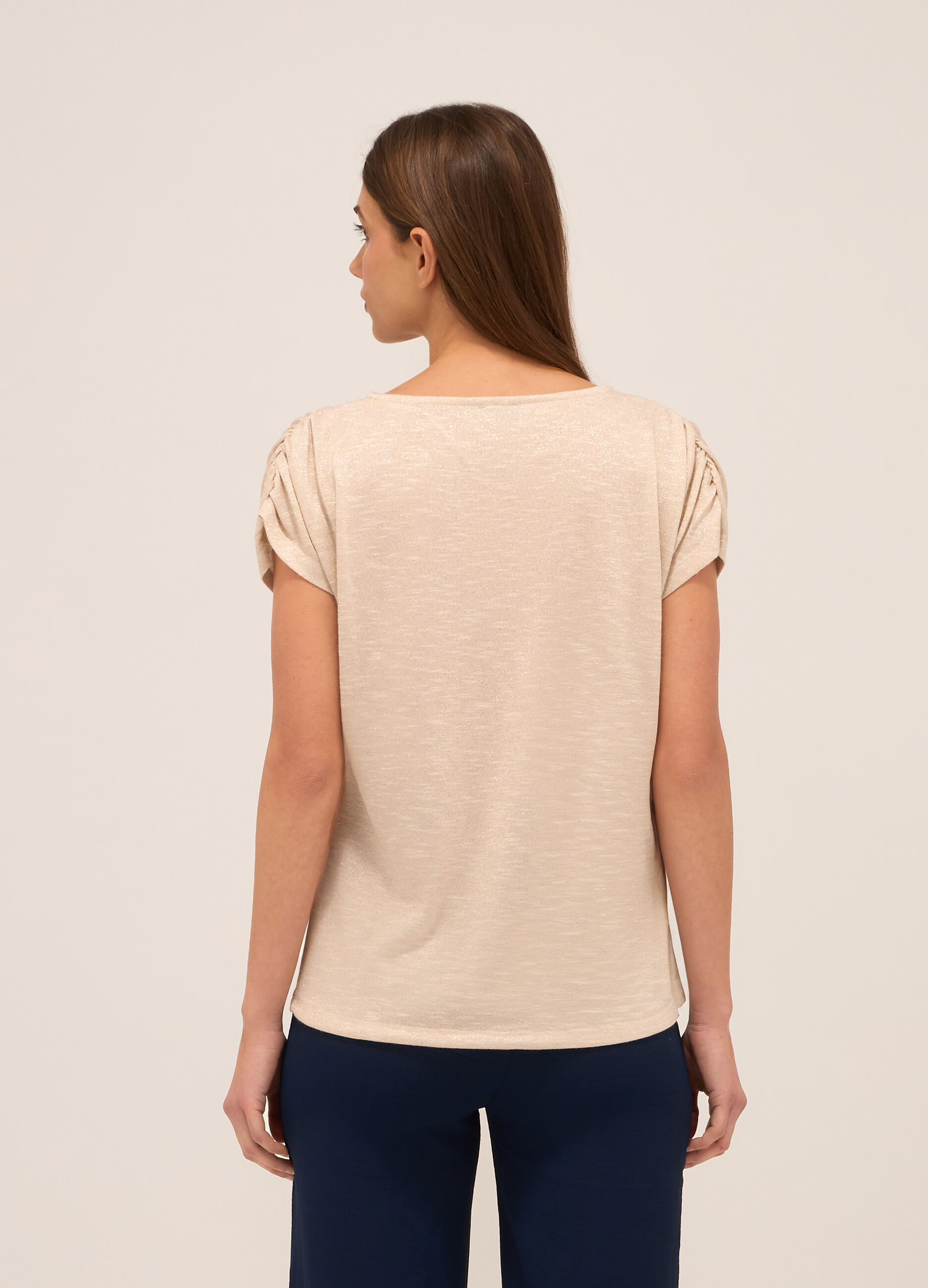 T-shirt in misto viscosa e filo lurex donna