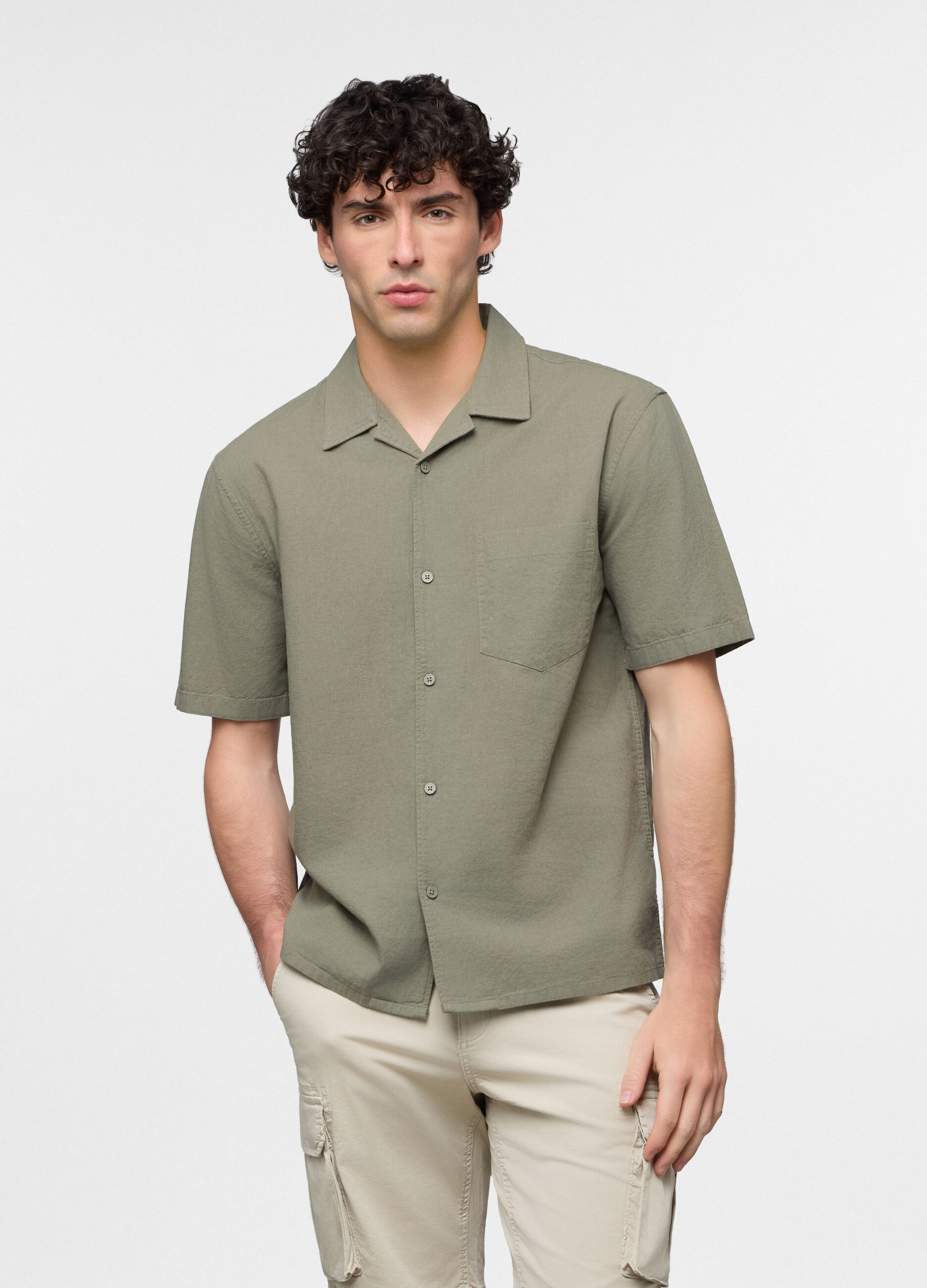 Camicia a maniche corte con taschino uomo