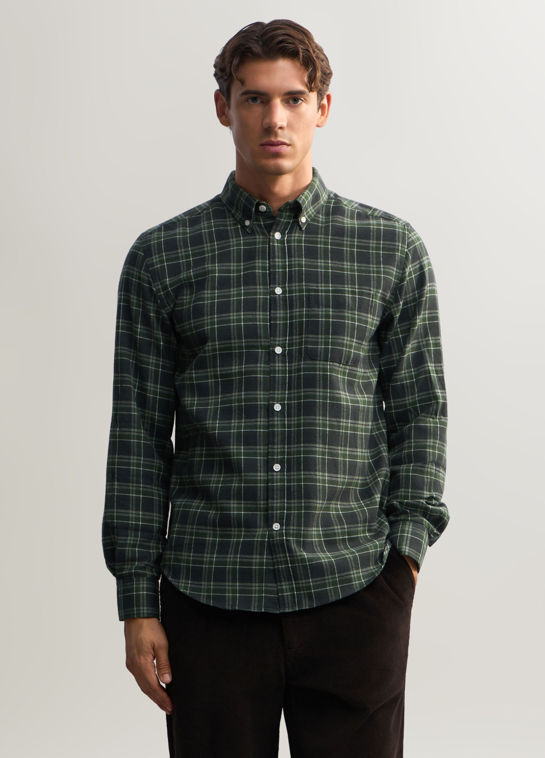 Camicia a quadri in flanella uomo_0