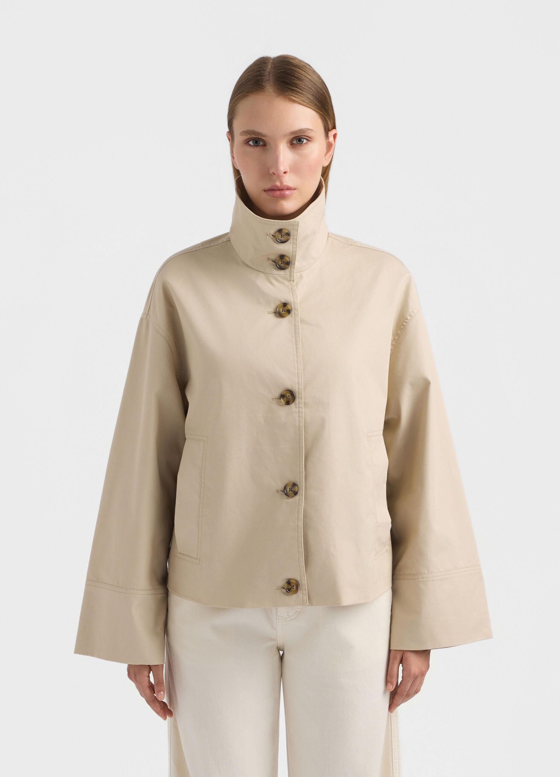 Trench corto misto cotone donna_1