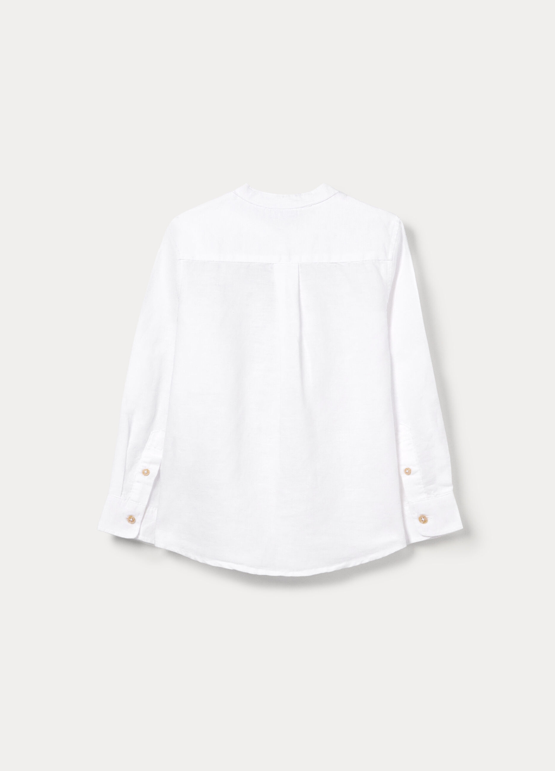 Camicia regular fit con colletto alla coreana misto lino bambino _1