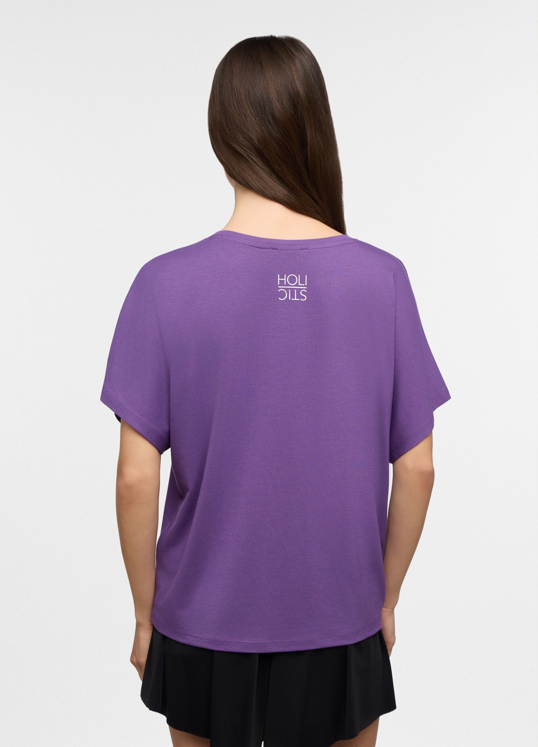 T-shirt fit over girocollo stretch donna_1