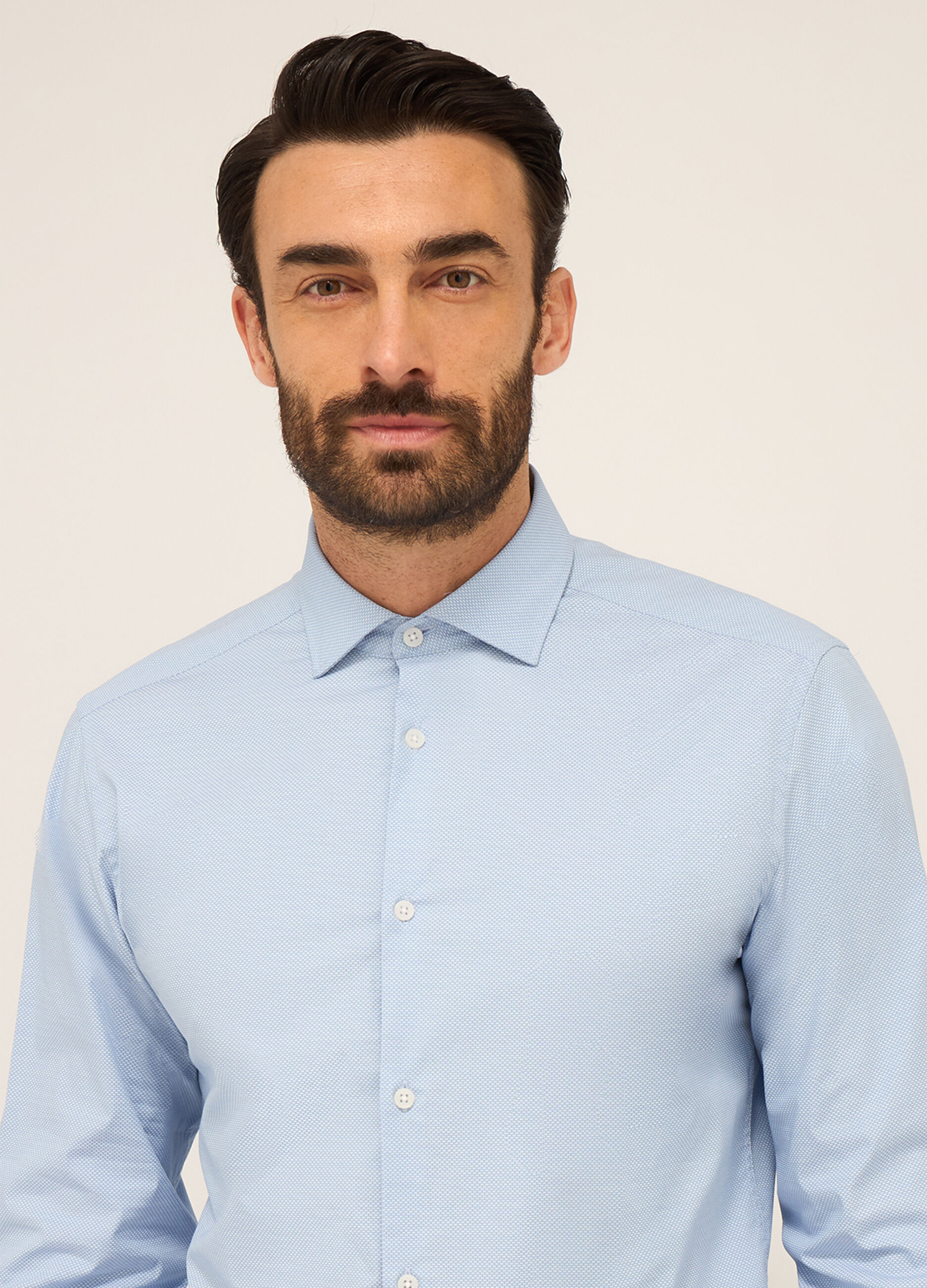 Camicia slim fit in cotone stretch texturizzato uomo_2