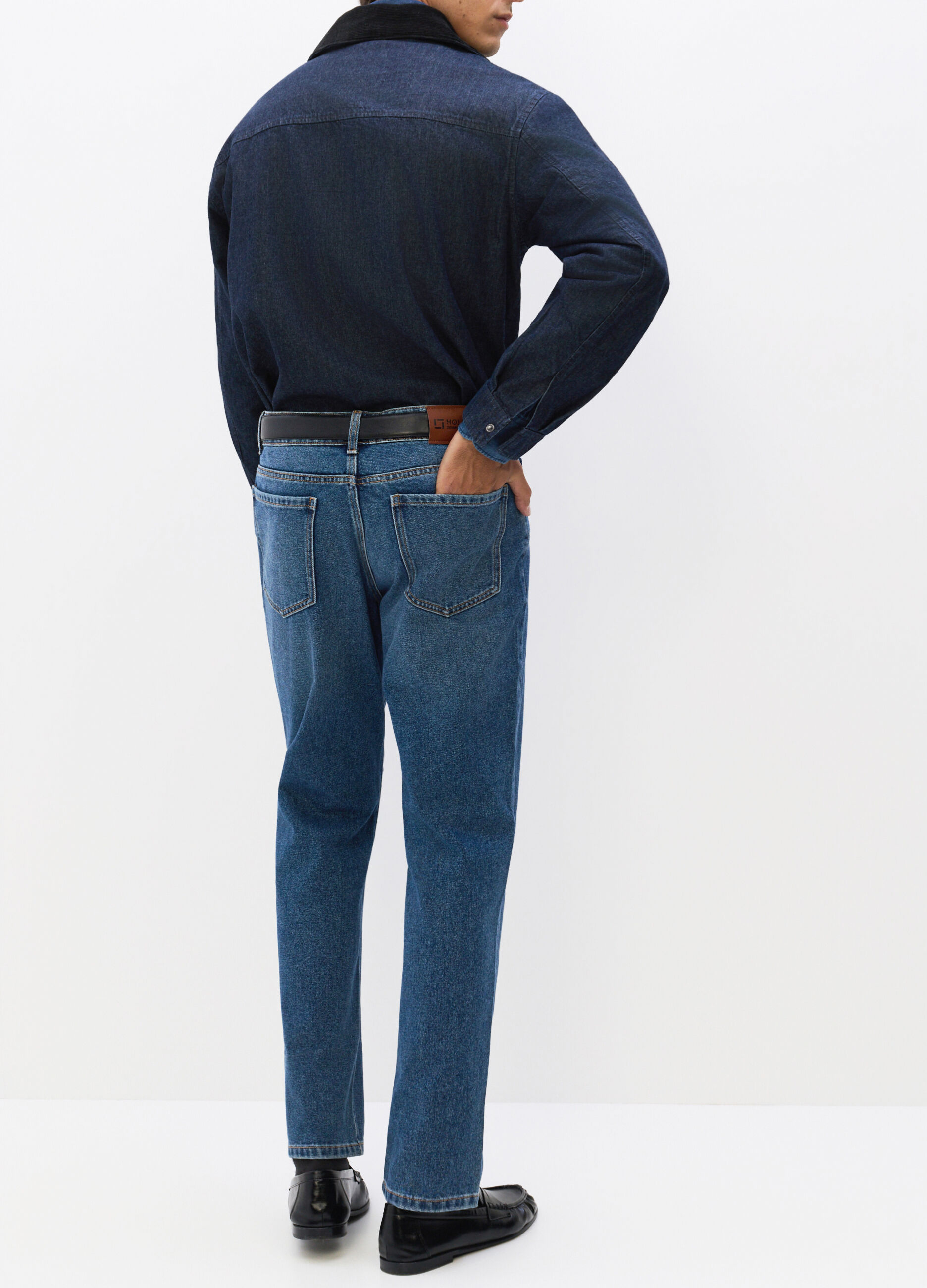 Jeans regular fit in denim misto cotone uomo_1