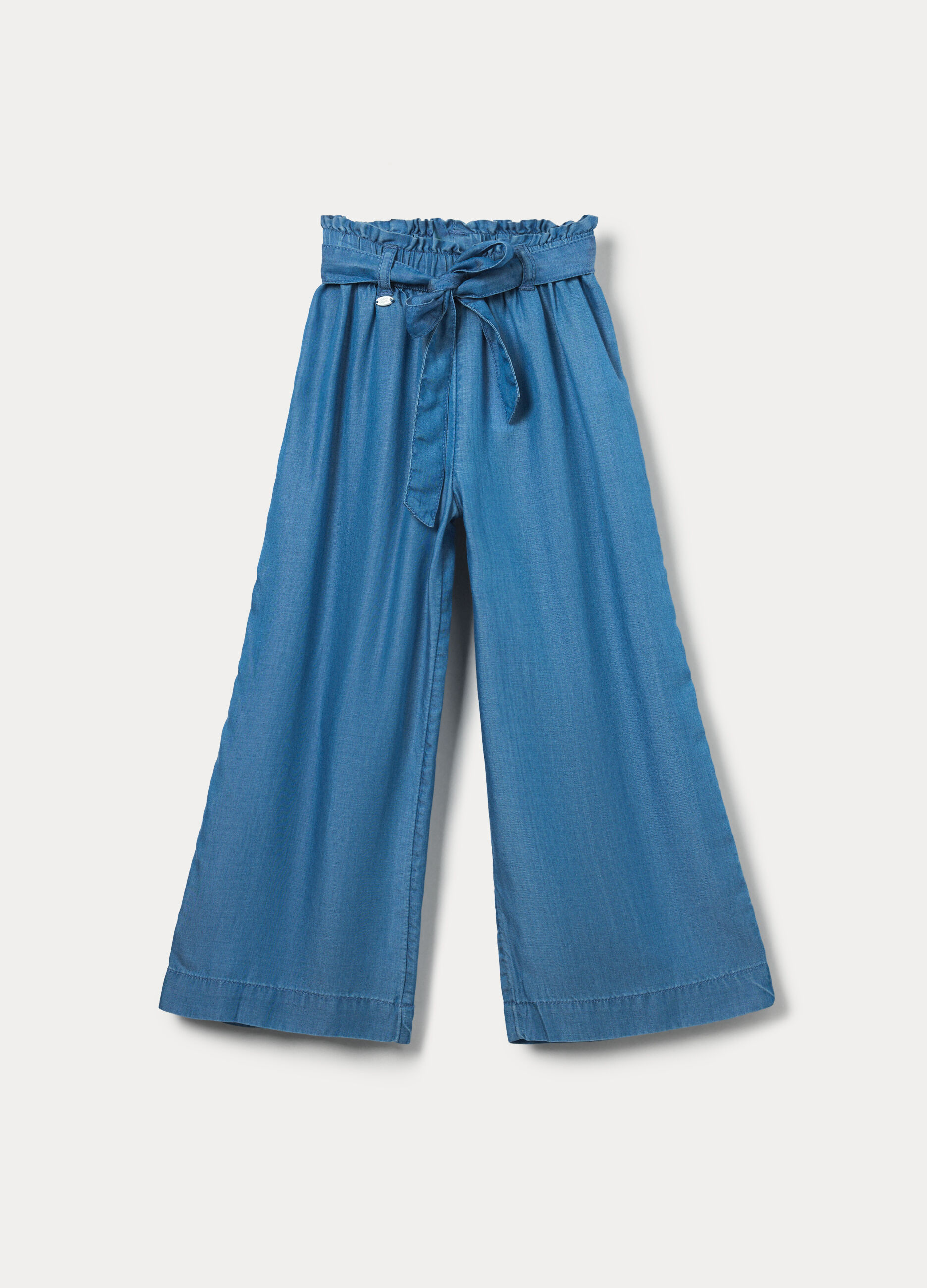 Pantaloni straight fit in pura lyocell bambina_0