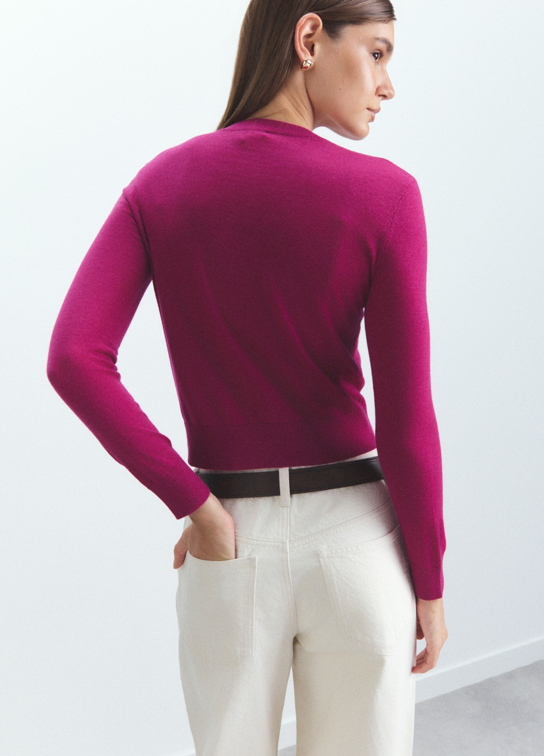 Cardigan girocollo rasato donna_3