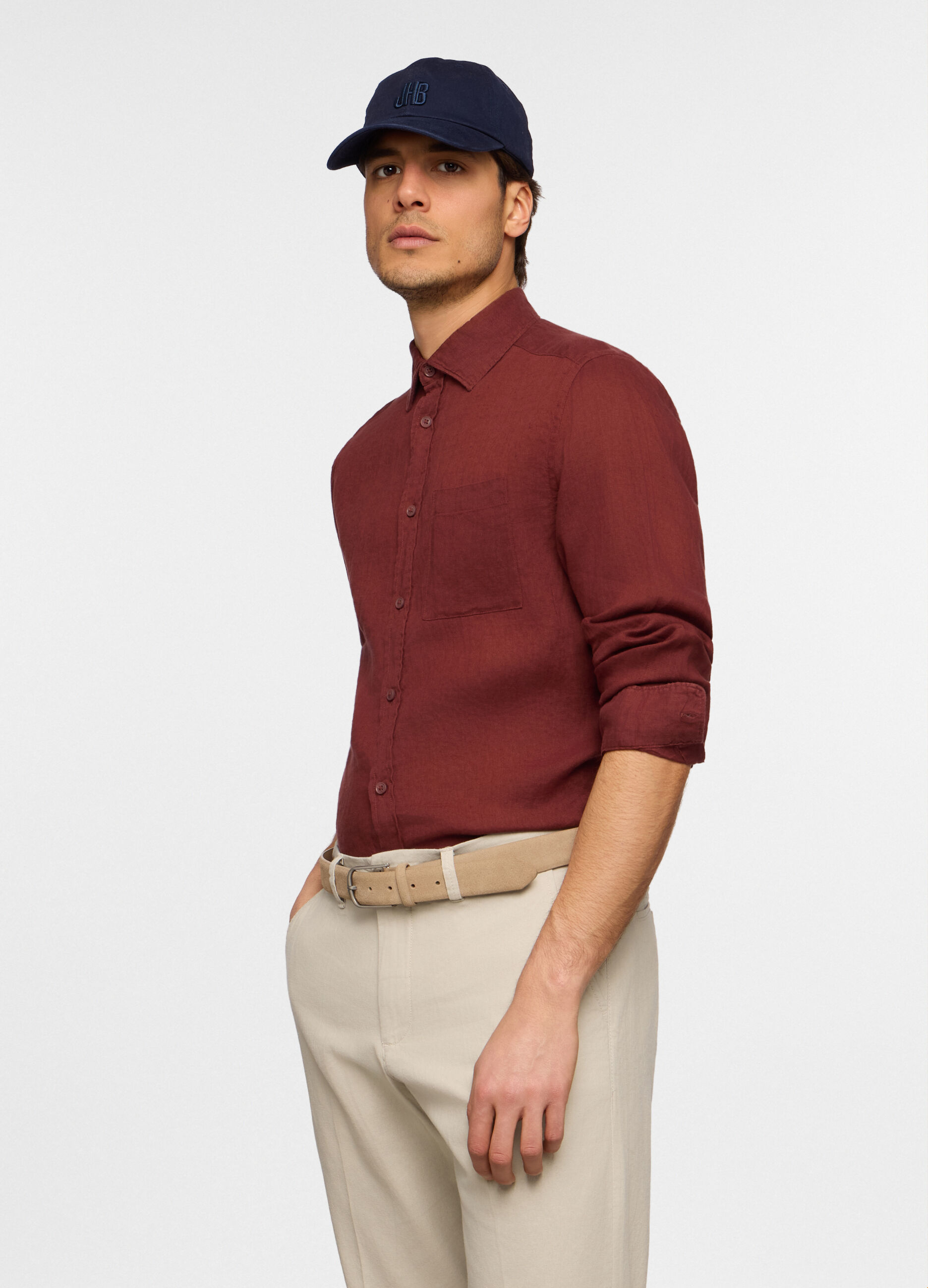 Camicia regular fit in lino uomo_0