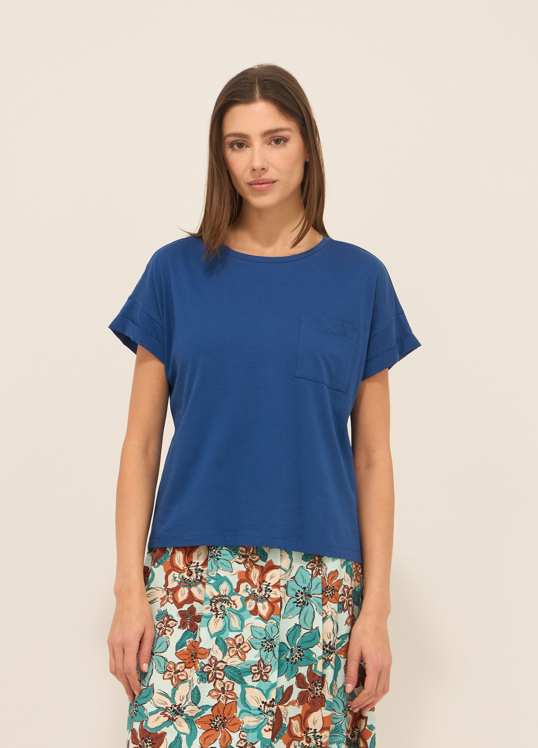T-shirt in jersey di puro cotone donna_0