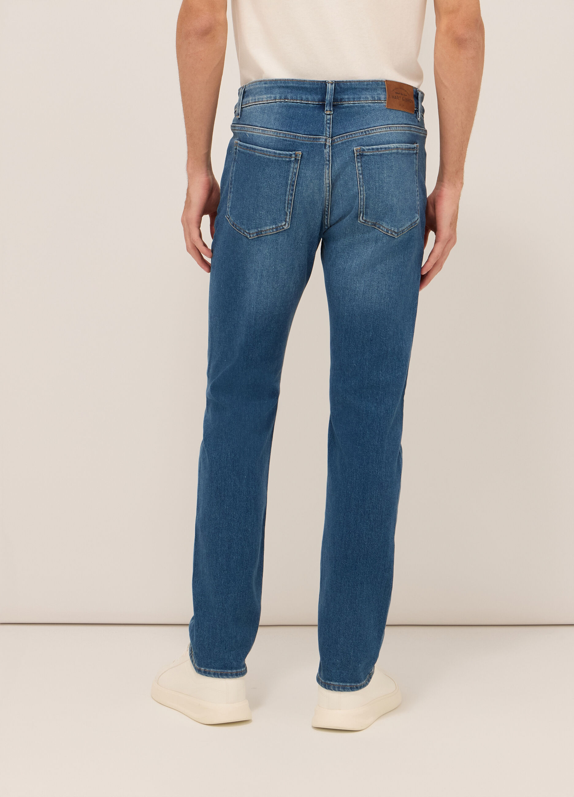 Jeans 5 tasche in demin di cotone stretch uomo_1