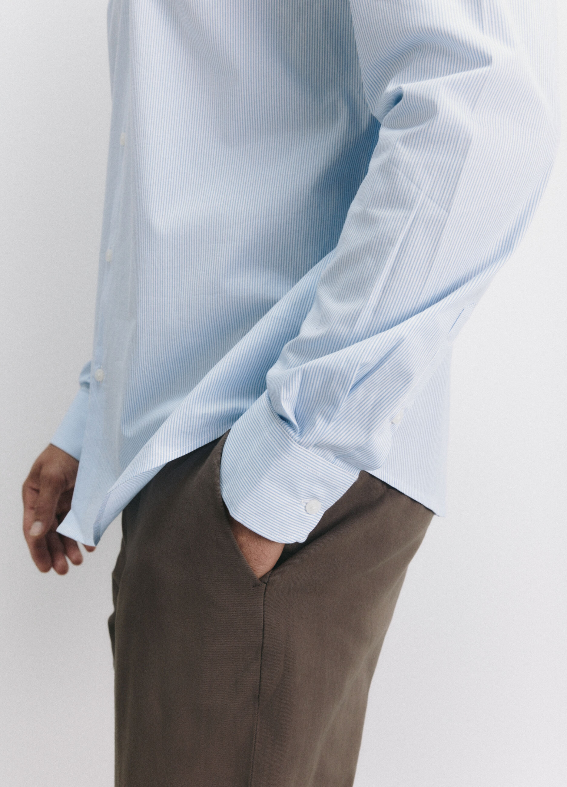 Camicia regular fit in cotone stretch a righe uomo_3