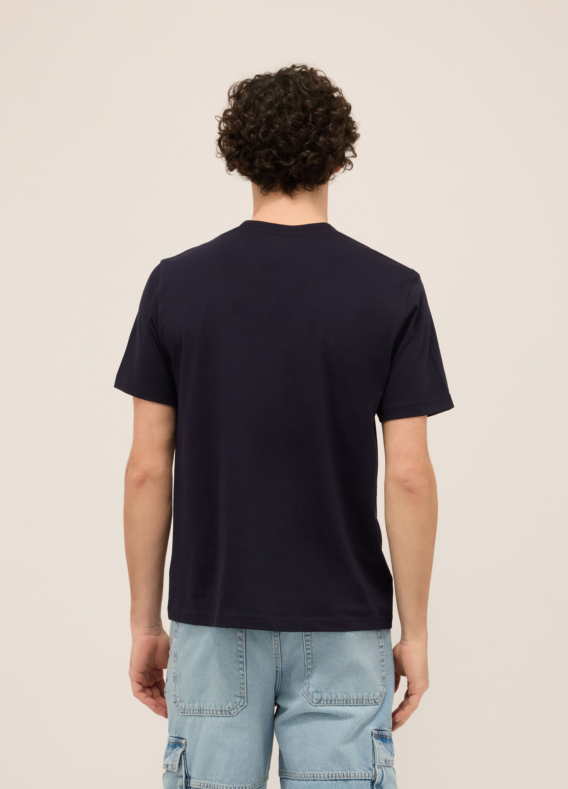 T-shirt girocollo in puro cotone con stampa uomo_2