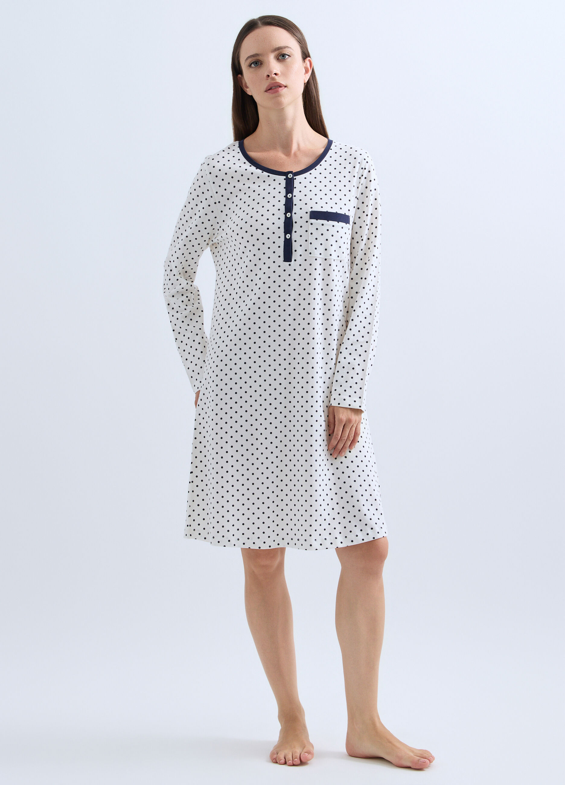 Camicia da notte in jersey di puro cotone donna_0