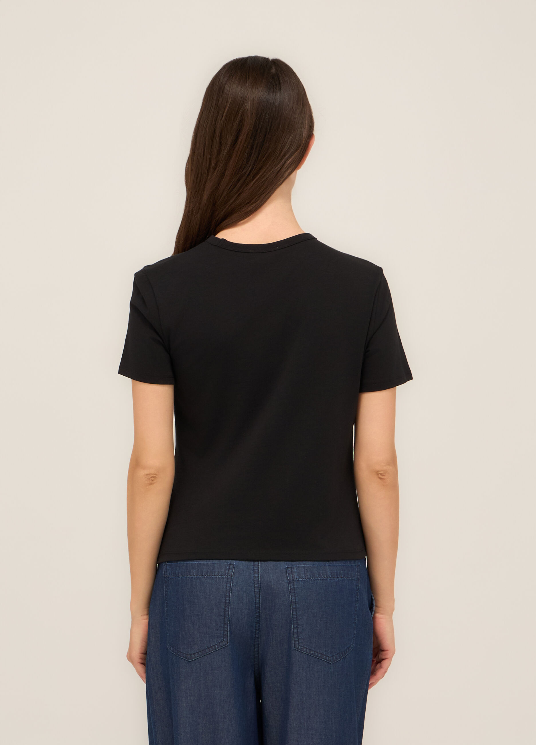 T-shirt in jersey di cotone stretch donna_1