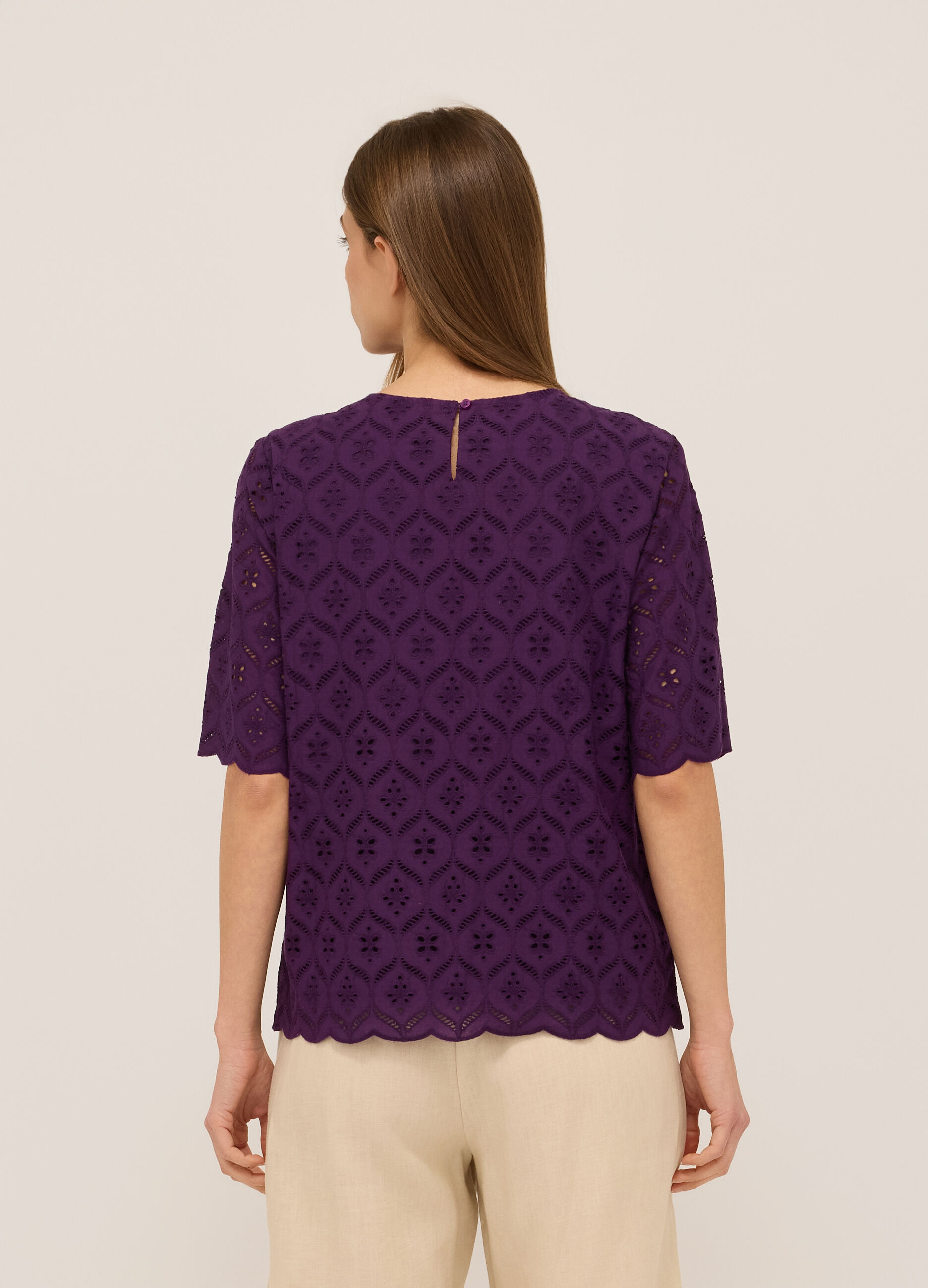 Blusa in puro cotone con ricami donna_1