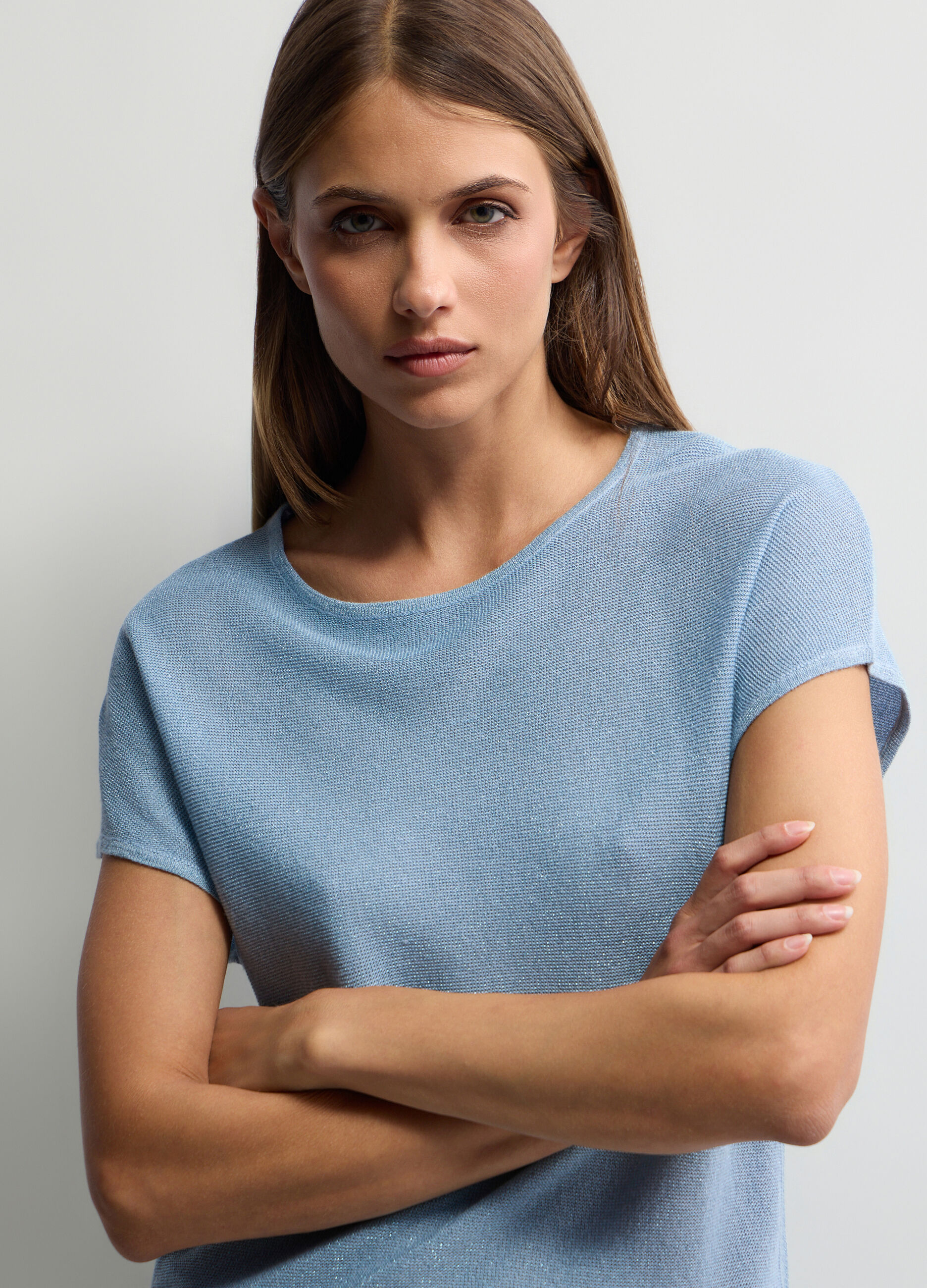 Maglia girocollo rasata donna_2