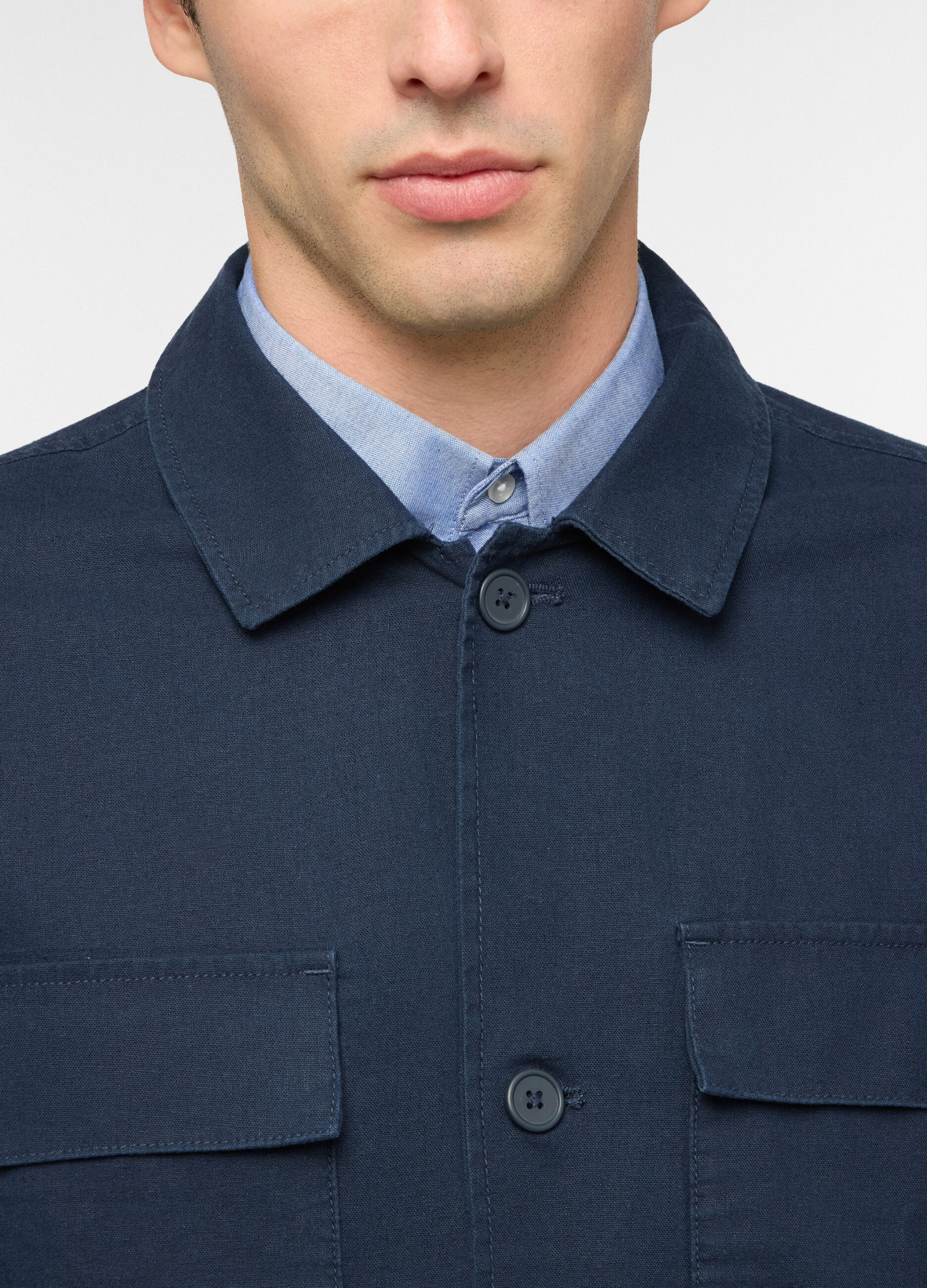 Giacca a camicia in misto lino e cotone uomo_2