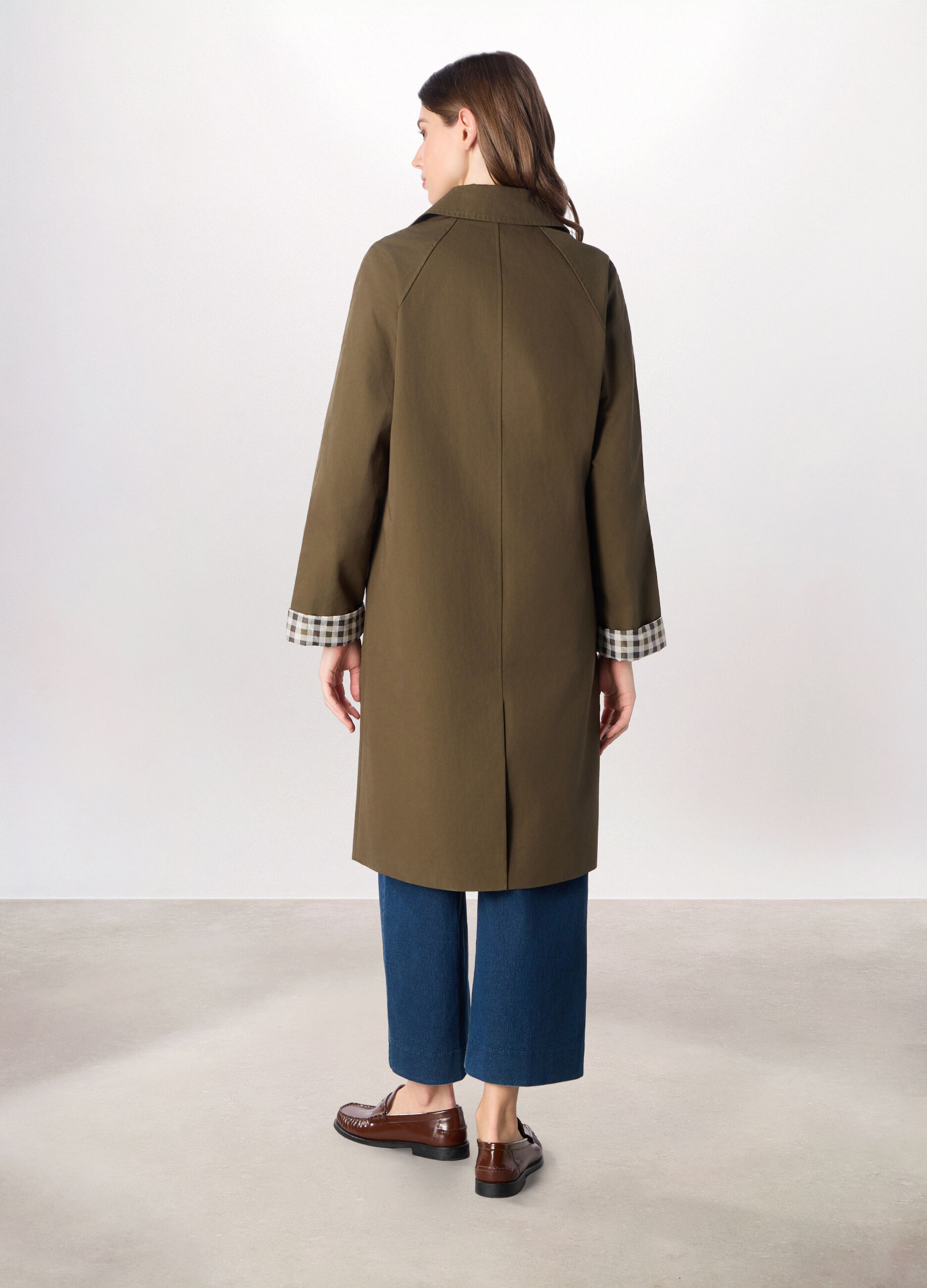 Trench lungo in twill misto cotone donna_1