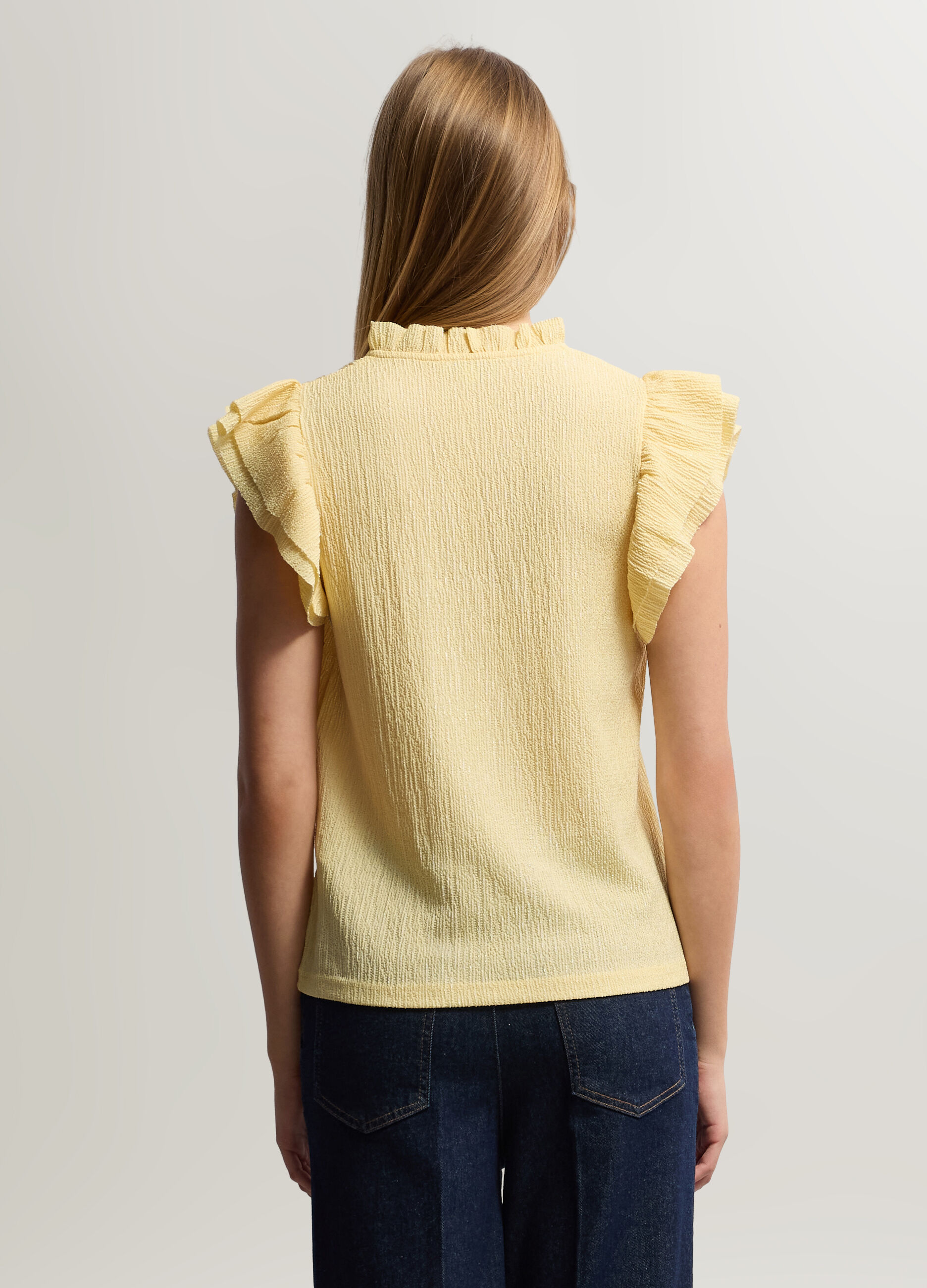 Blusa Fit Regular con scollo a goccia cr&ecirc;pe stretch donna_1