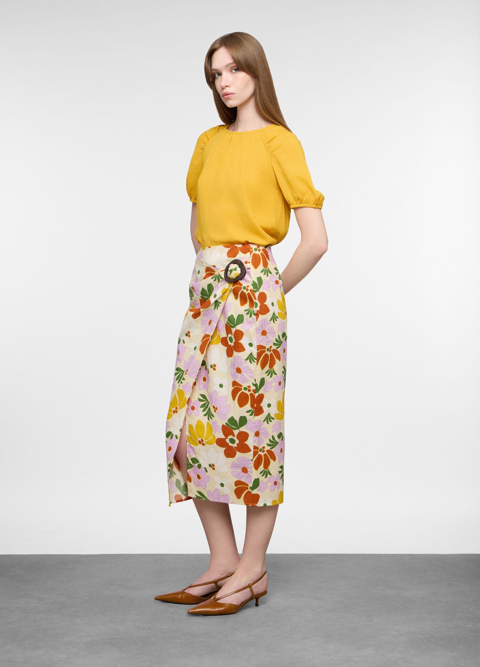 Gonna lunga misto lino donna_0