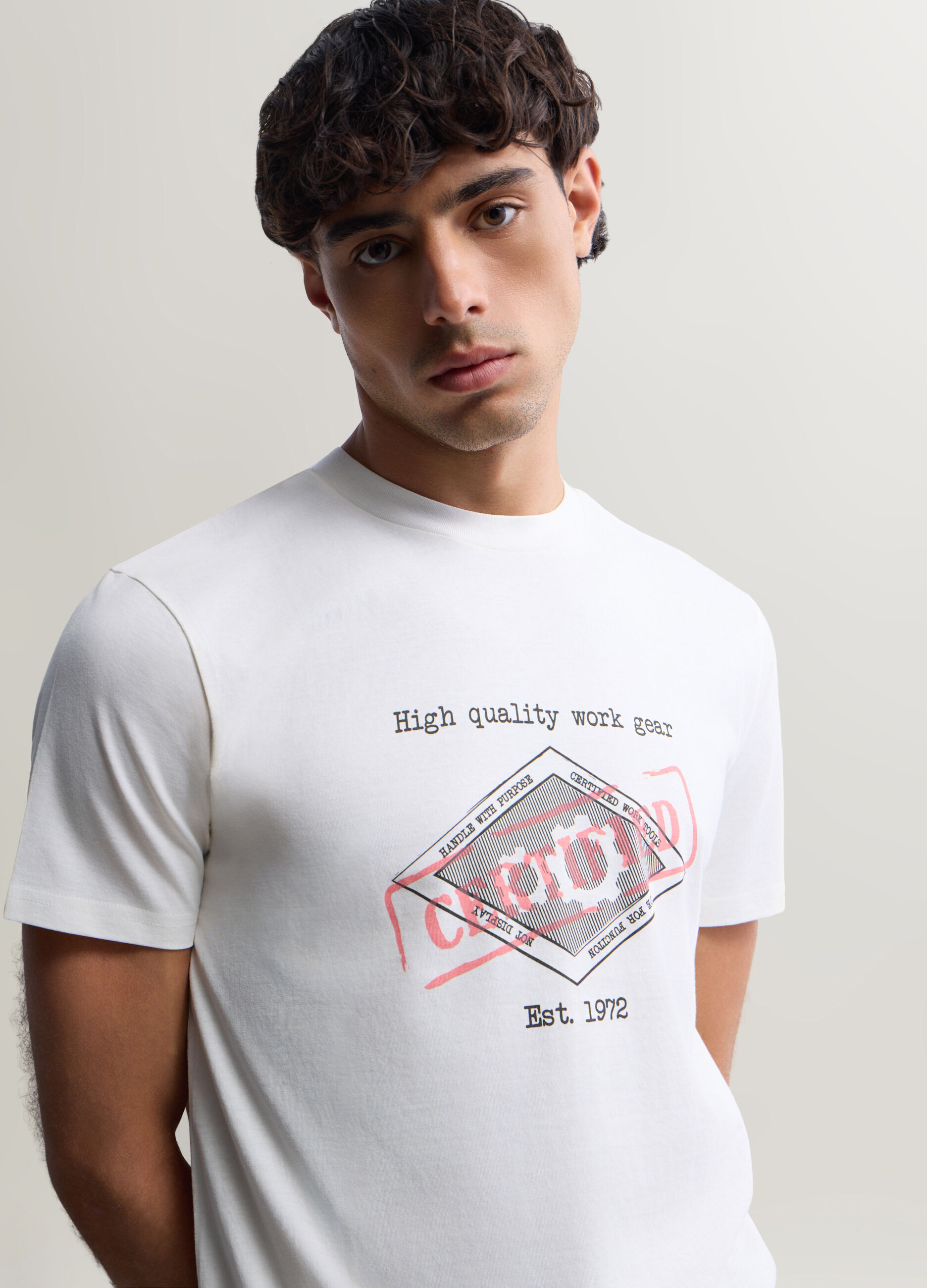 T-shirt girocollo in interlock con stampa uomo_2