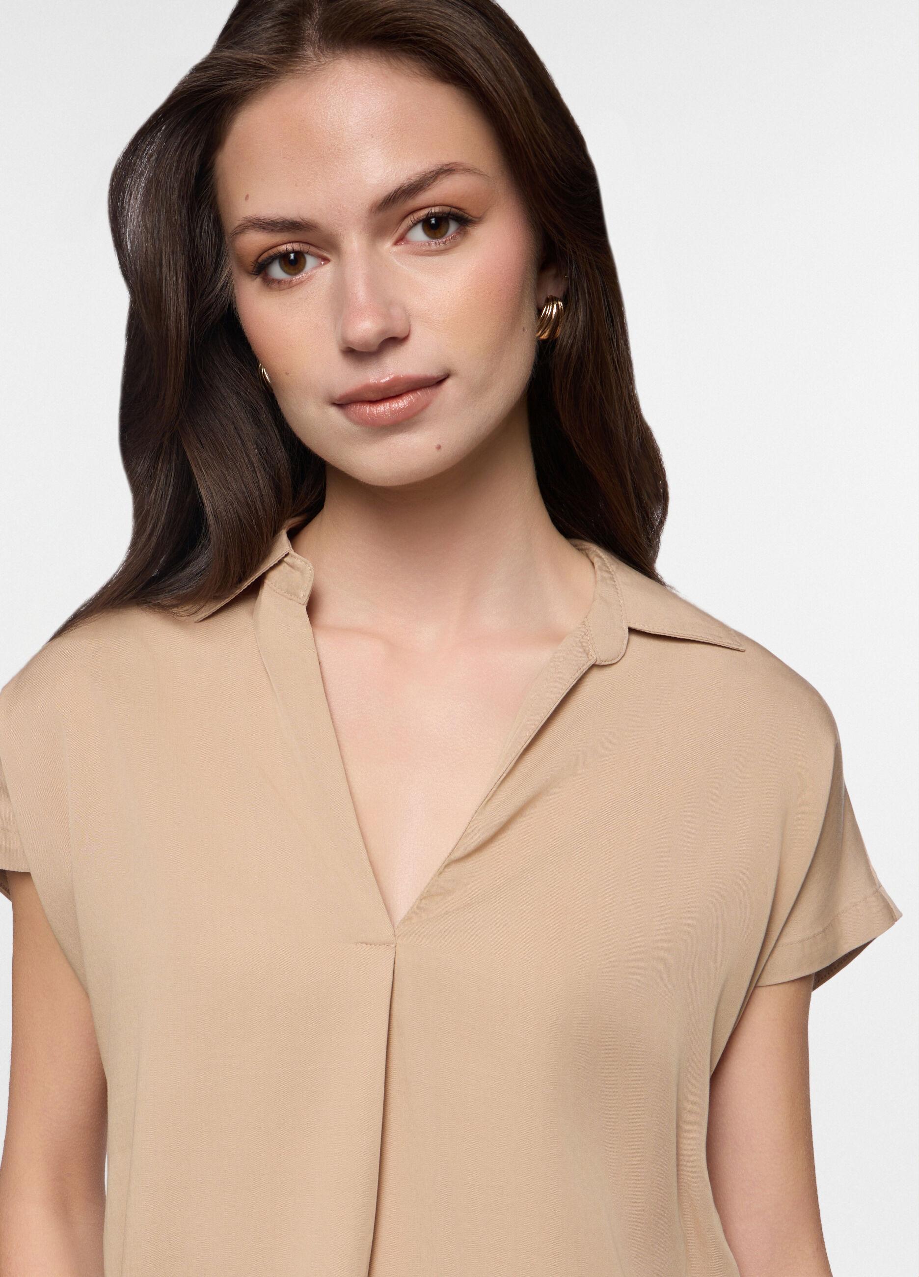 Blusa fit regular in twill di pura lyocell donna_2