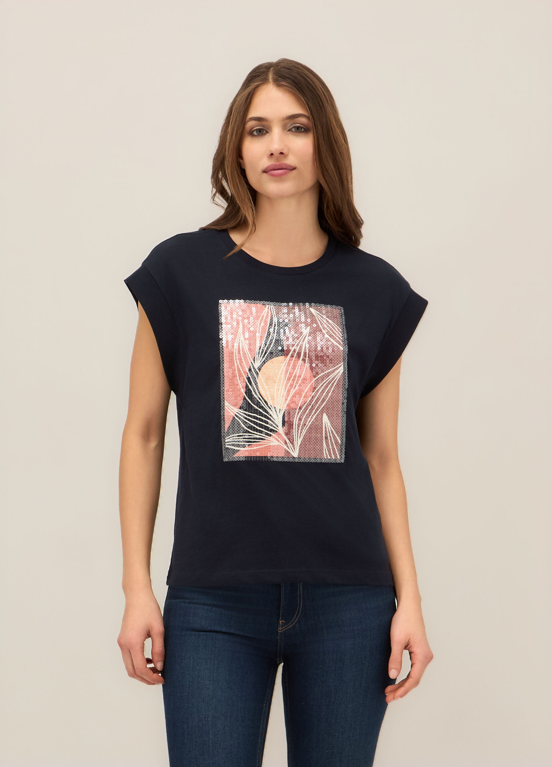 T-shirt in jersey di puro cotone donna_0