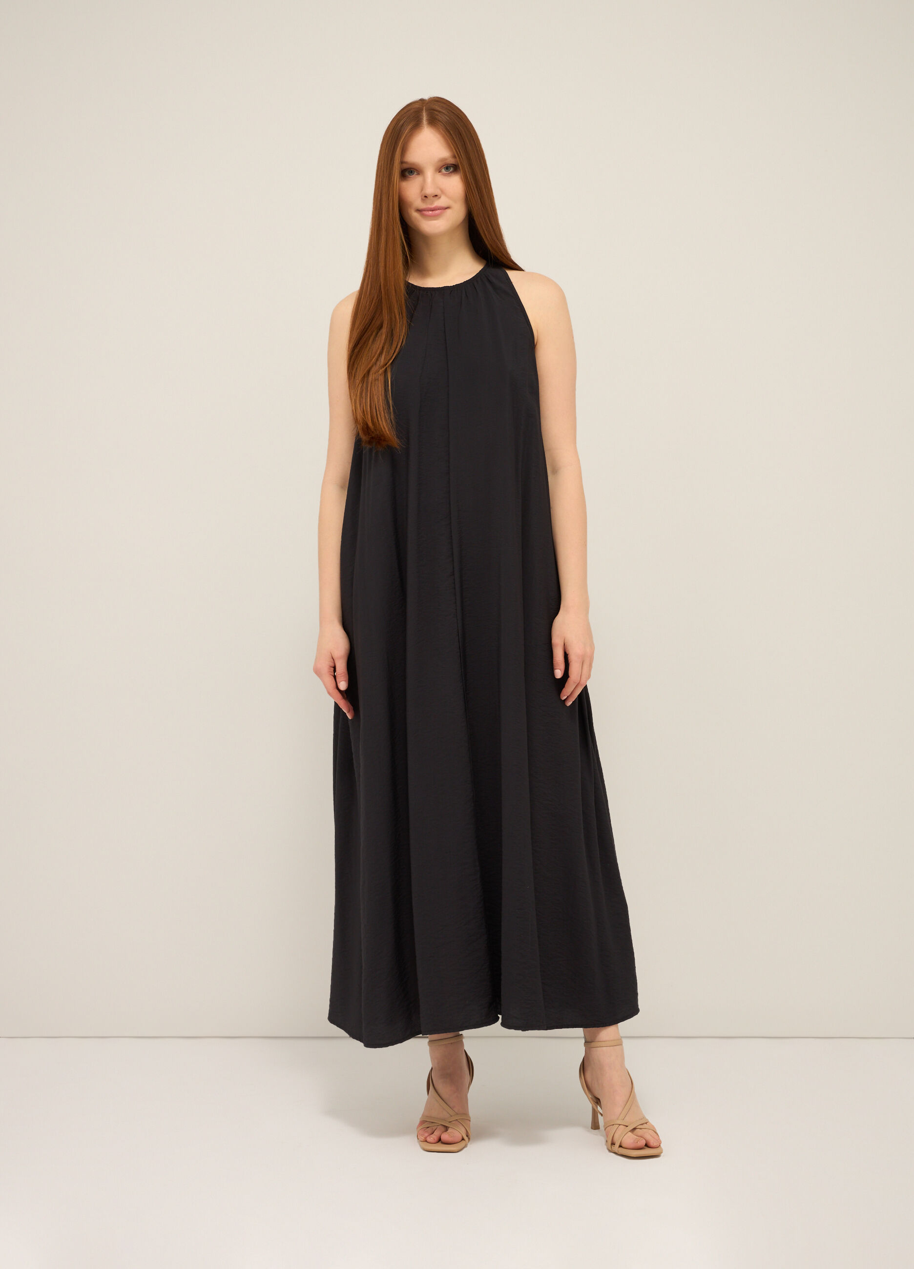 Vestito lungo smanicato in puro cotone donna_0