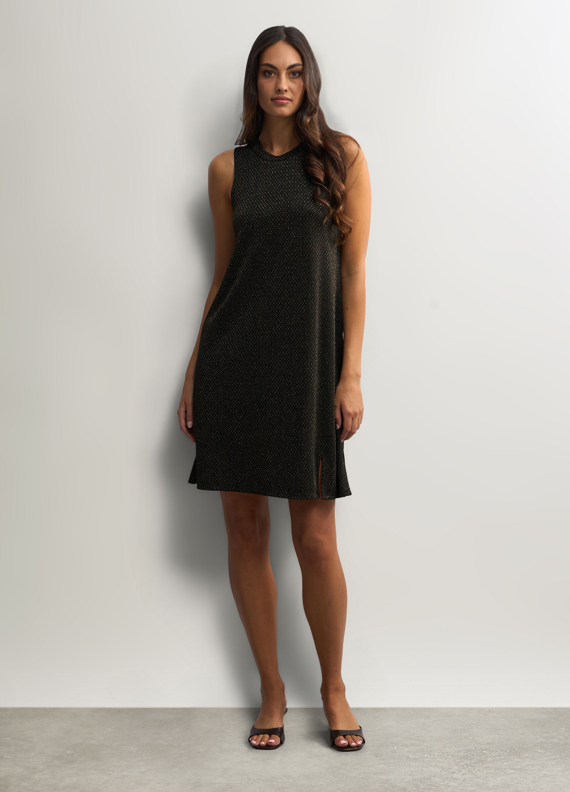 Abito corto smanicato jaquard donna_0