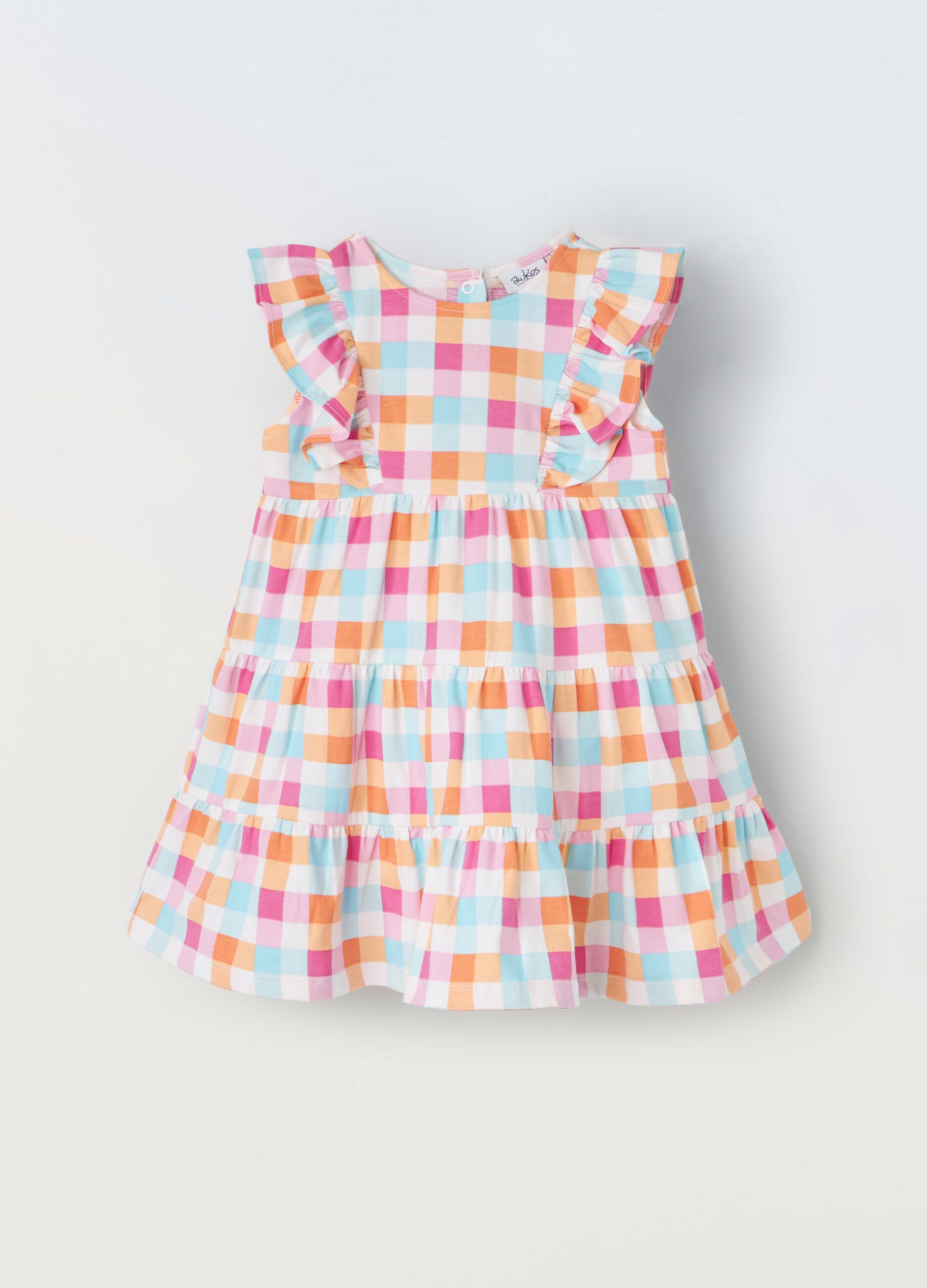 Vestito a balze in cotone stretch neonata_0