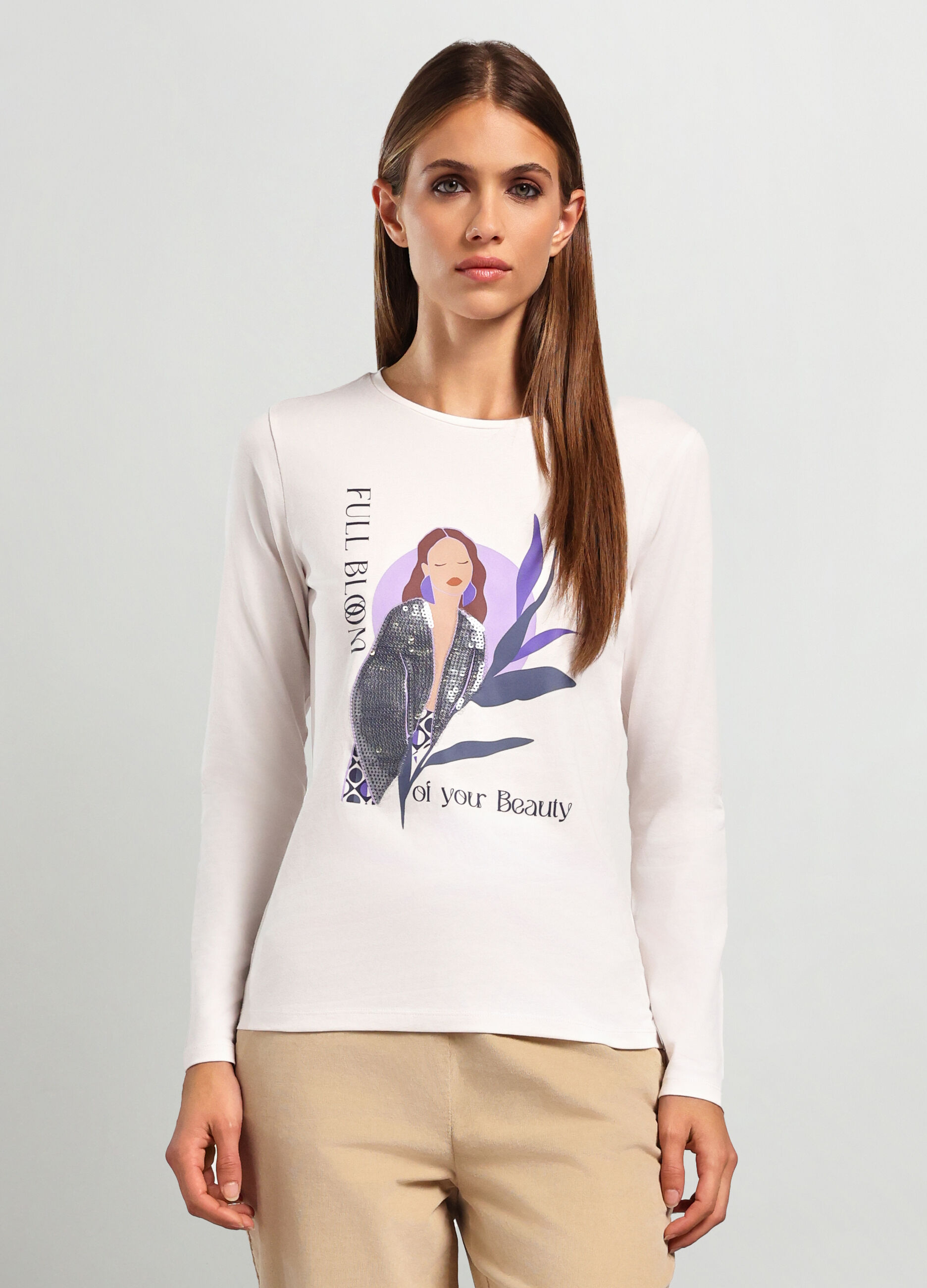 T-shirt in cotone stretch donna_0