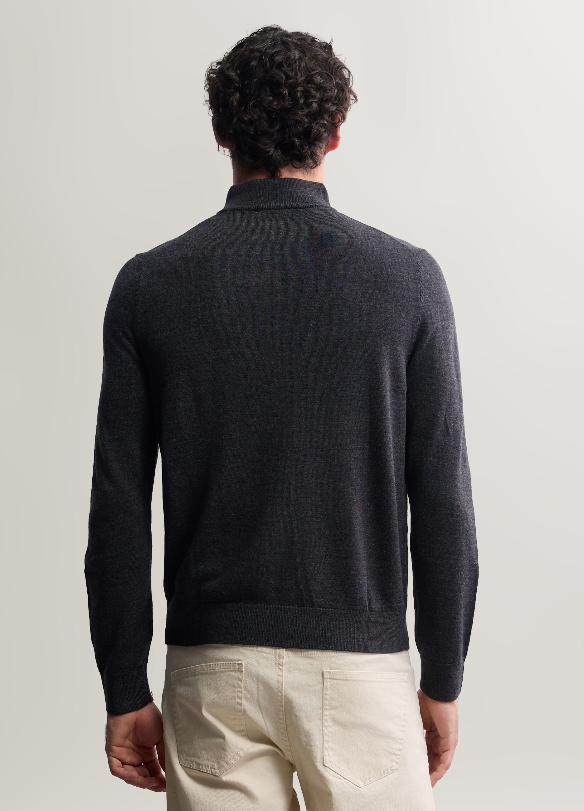 Maglione con mezza zip in maglia rasata uomo_1