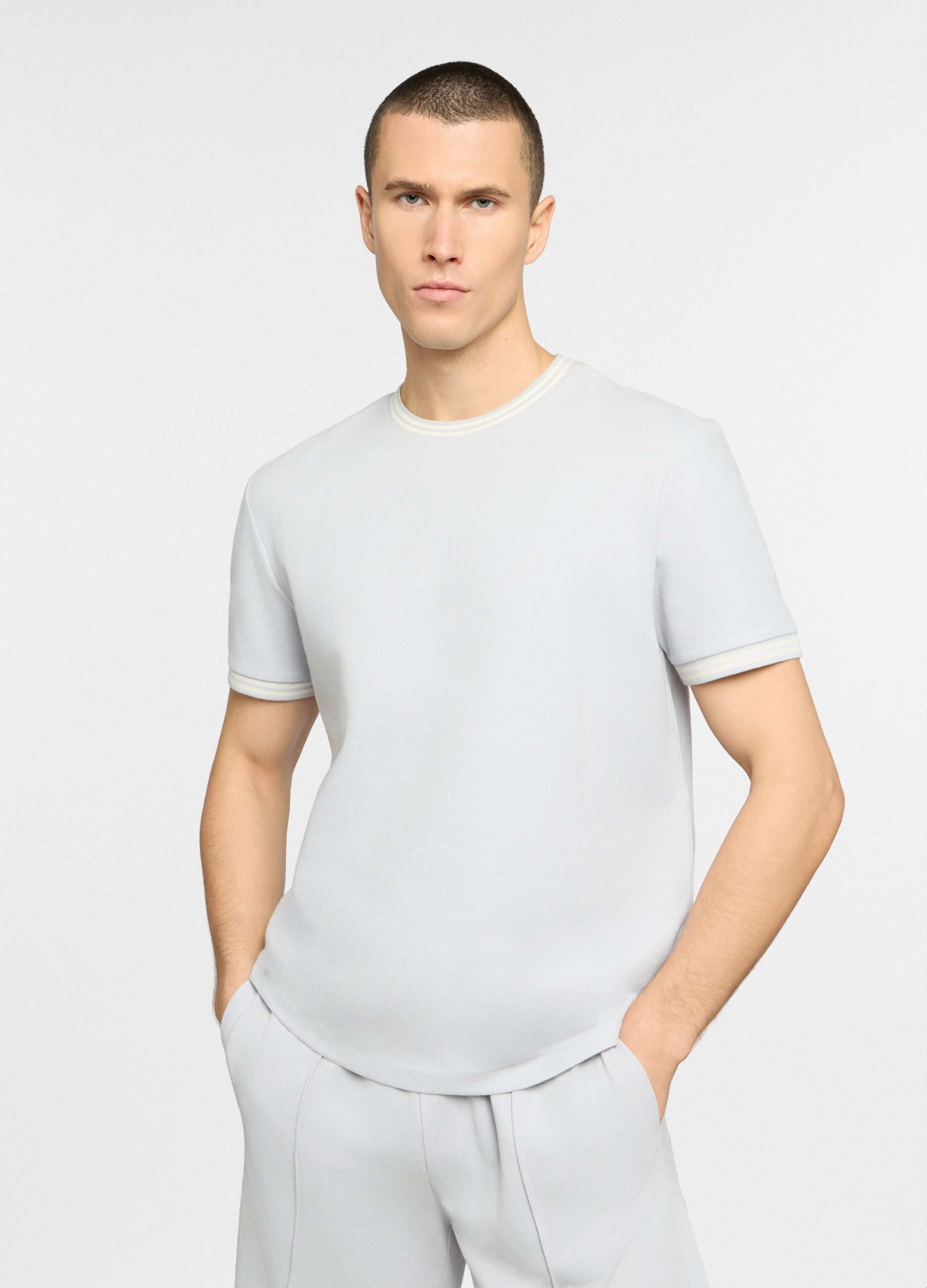 T-shirt girocollo in maglia uomo_0