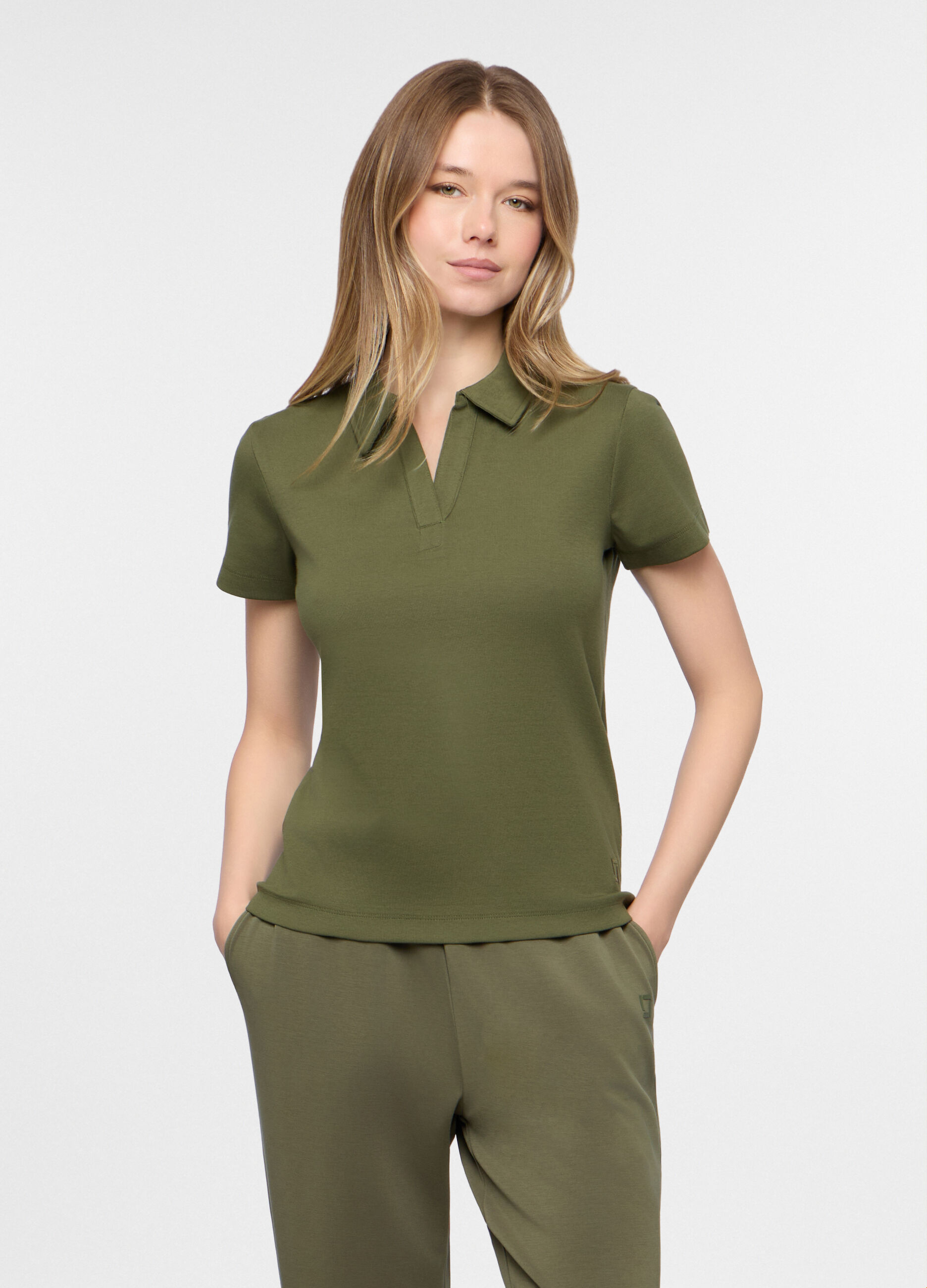 Polo in costina stretch donna_0