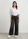 Pantaloni in denim di puro cotone wide leg donna_0