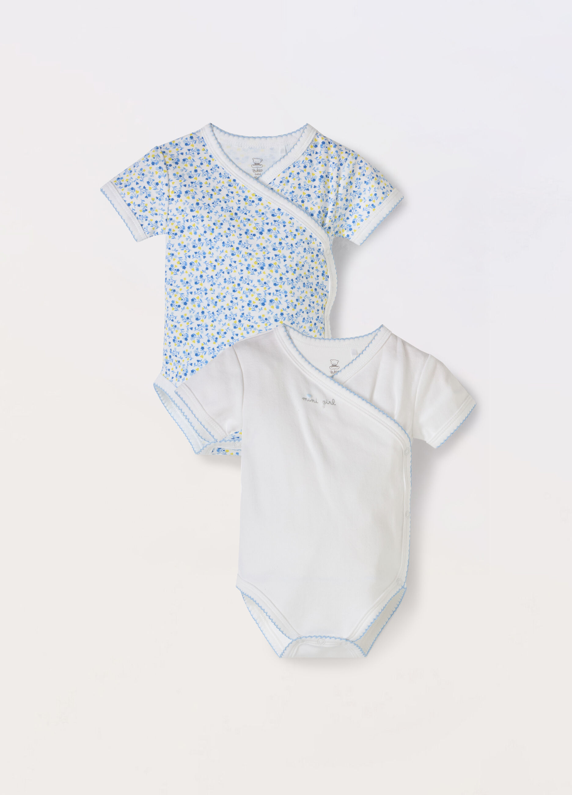 Pack 2 body incrociati in interlock di puro cotone neonata _0