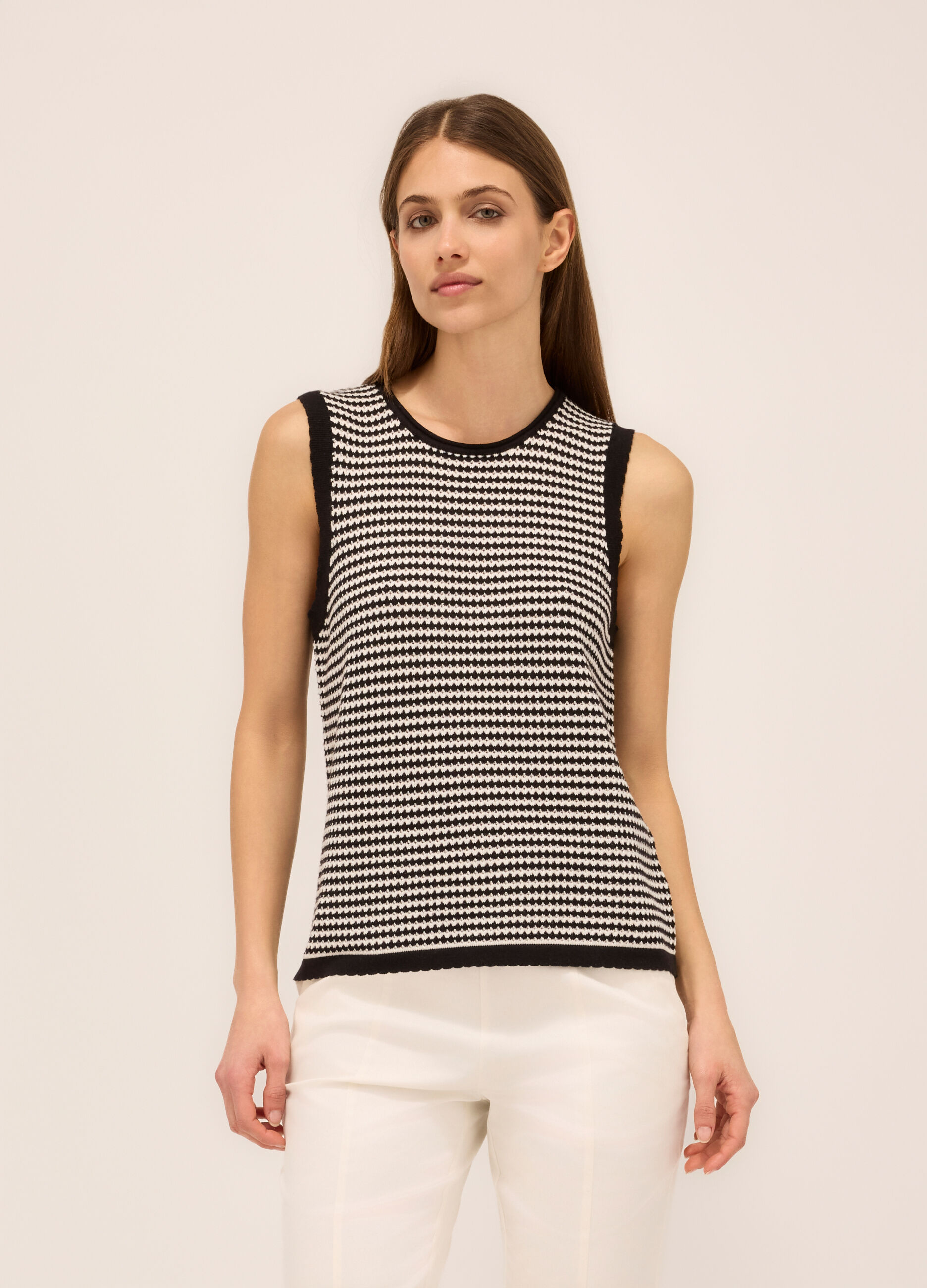 Canotta tricot con motivo a righe donna