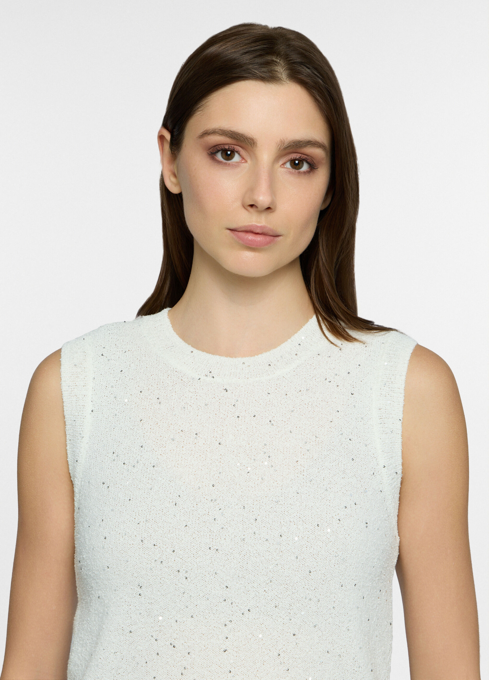 Top girocollo in maglia rasata donna_2