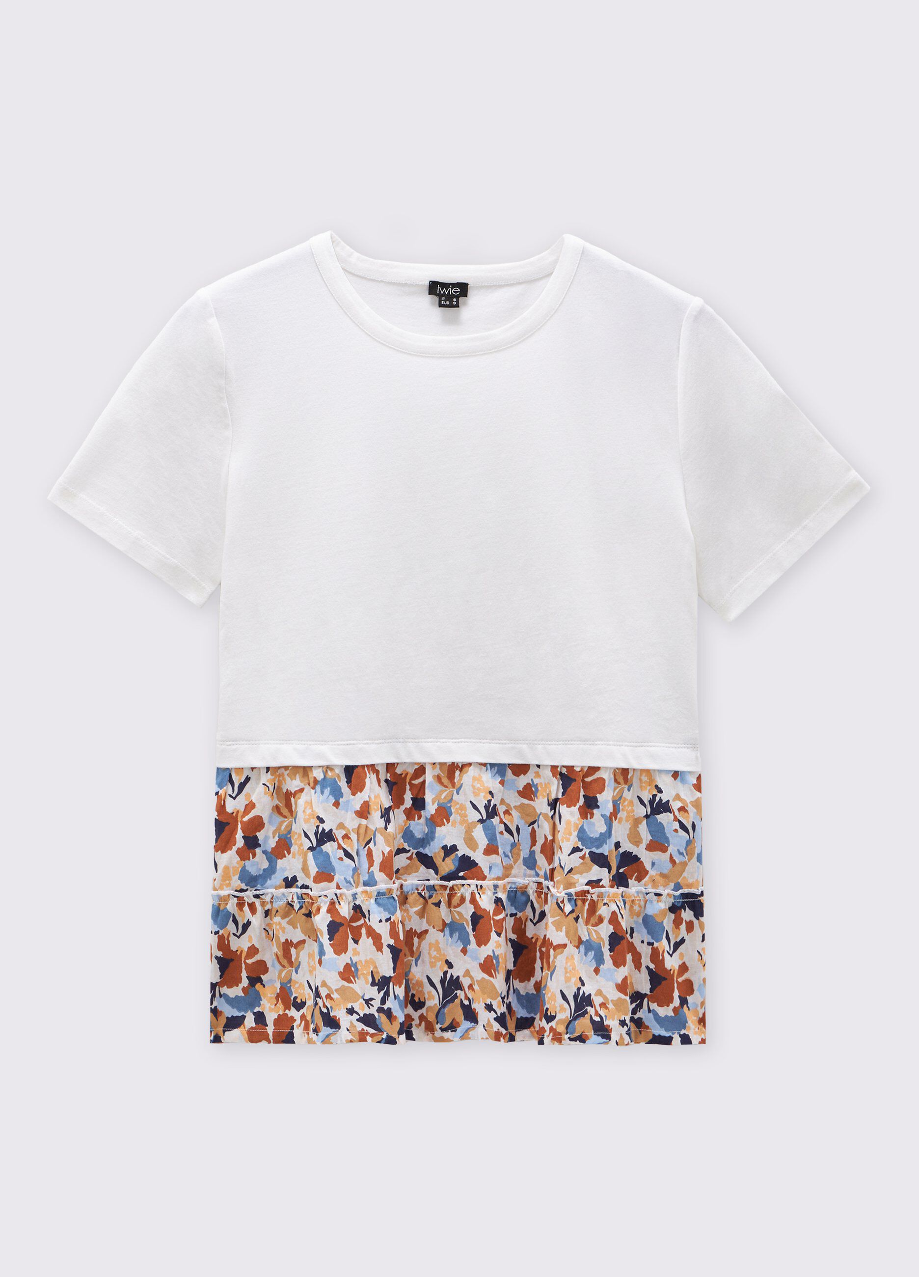 T-shirt in cotone stretch con inserto_0